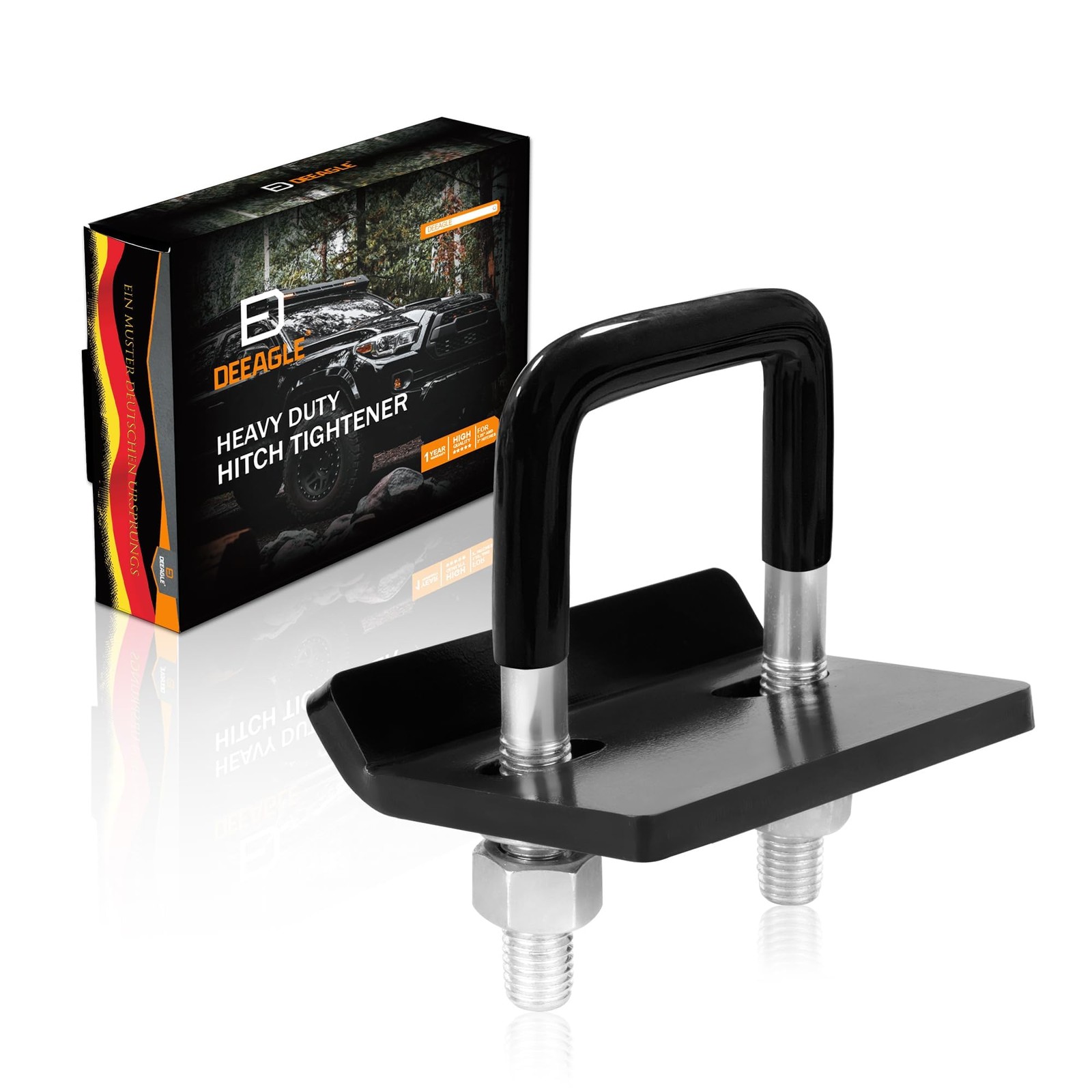 DEEAGLE Hitch Tightener Anti Rattle Stabilizer for 1.25″ to 2″ 2 inch, Black