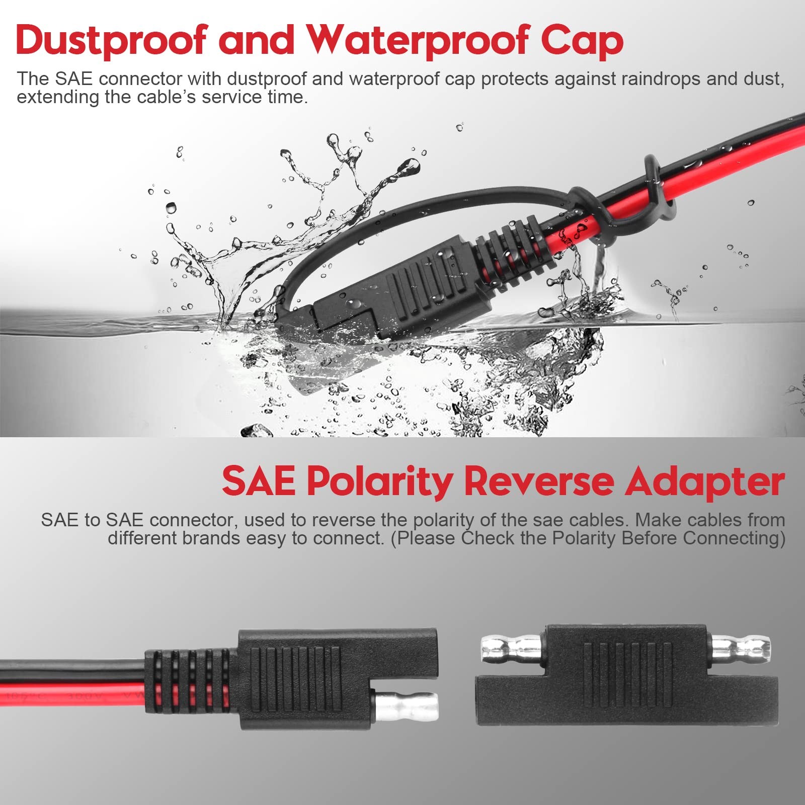 PAEKQ DC 8mm Male to SAE Connector Adapter 14AWG 6Ft Cable Wire Compatible wi…