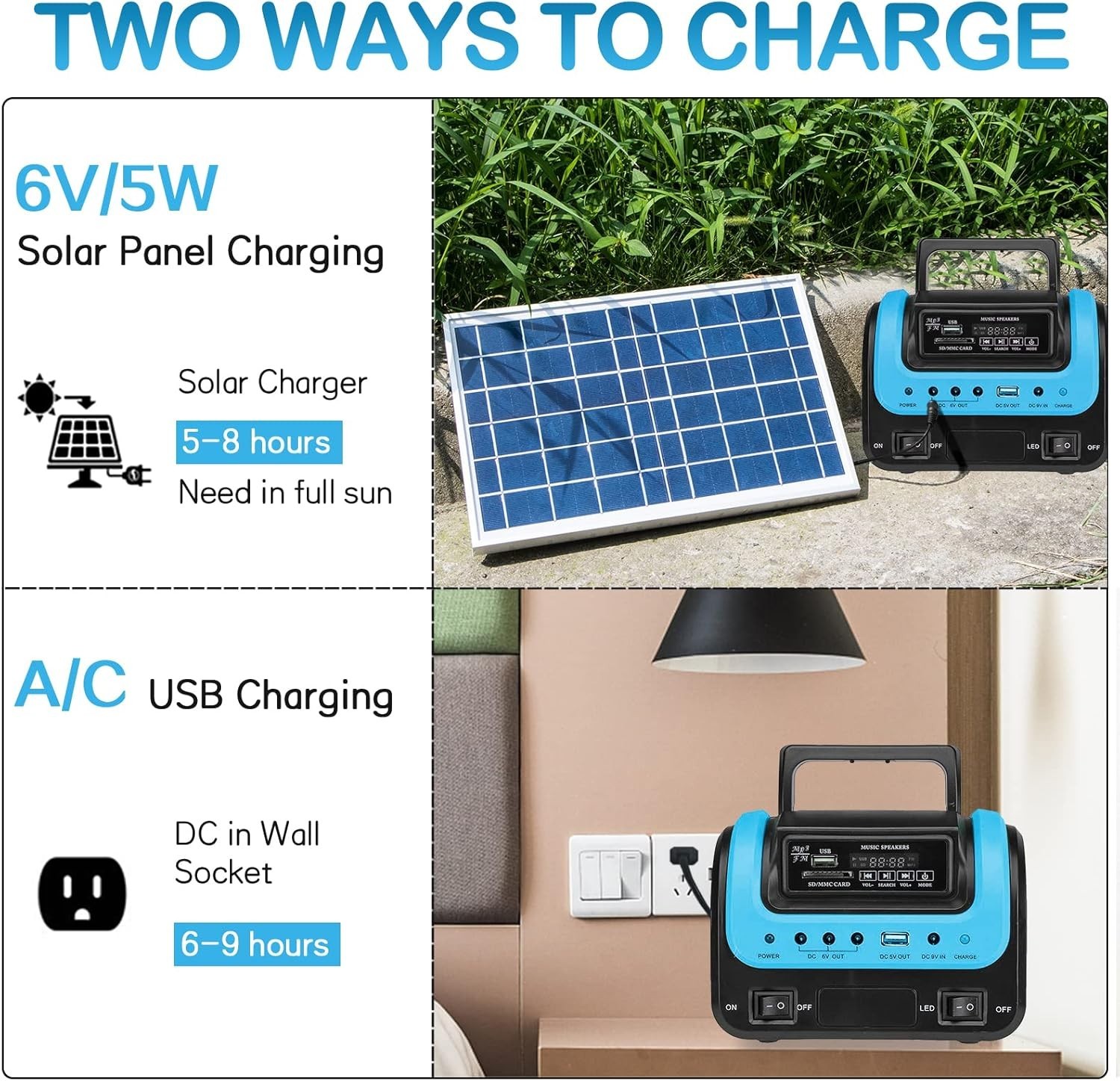 Emergency Solar Power Generator – 144W Portable Power Bank with LED Light