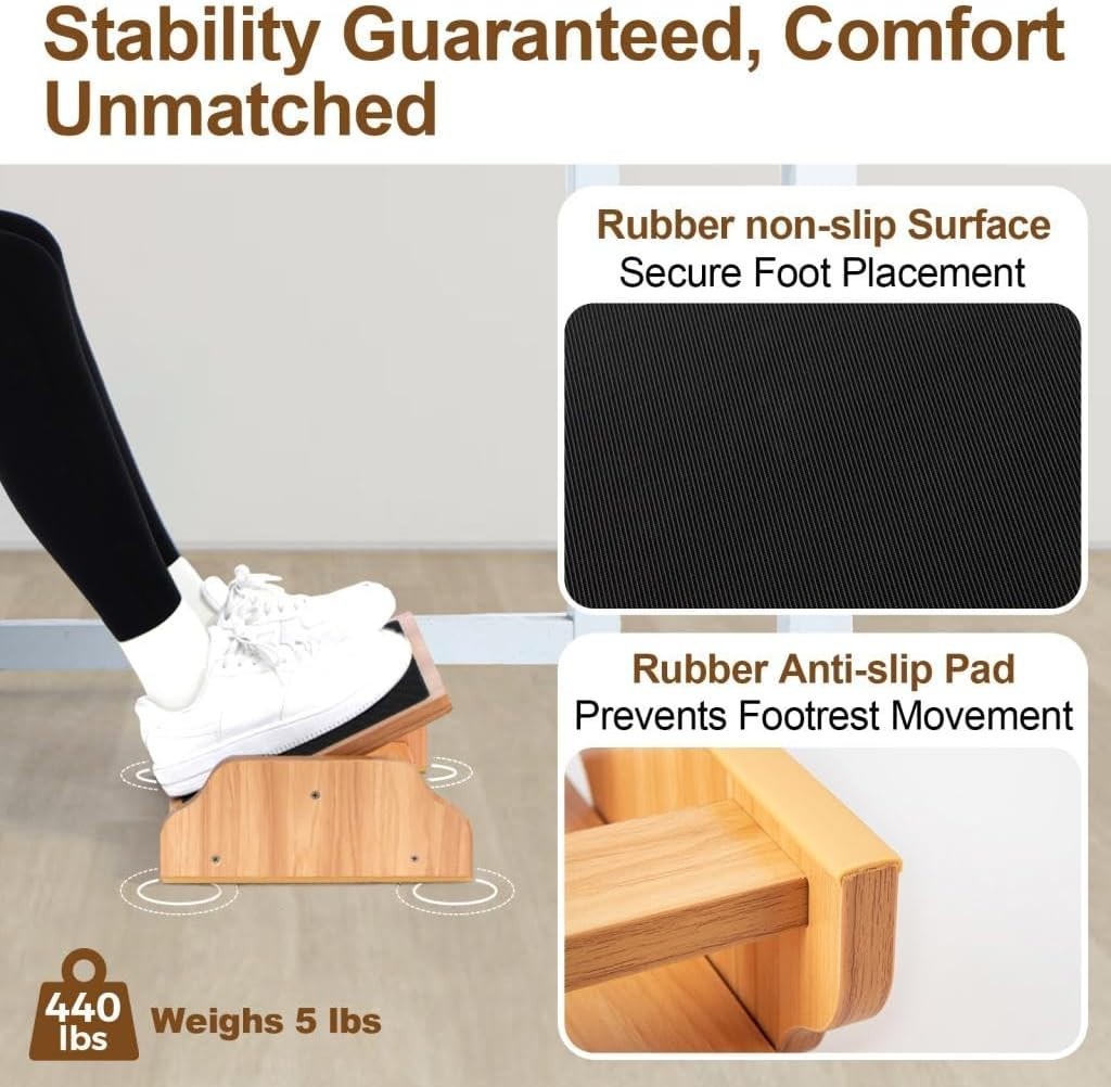 Ergonomic Rocking Foot Rest for Under Desk, Adjustable Foot Stool with Non-Sl…