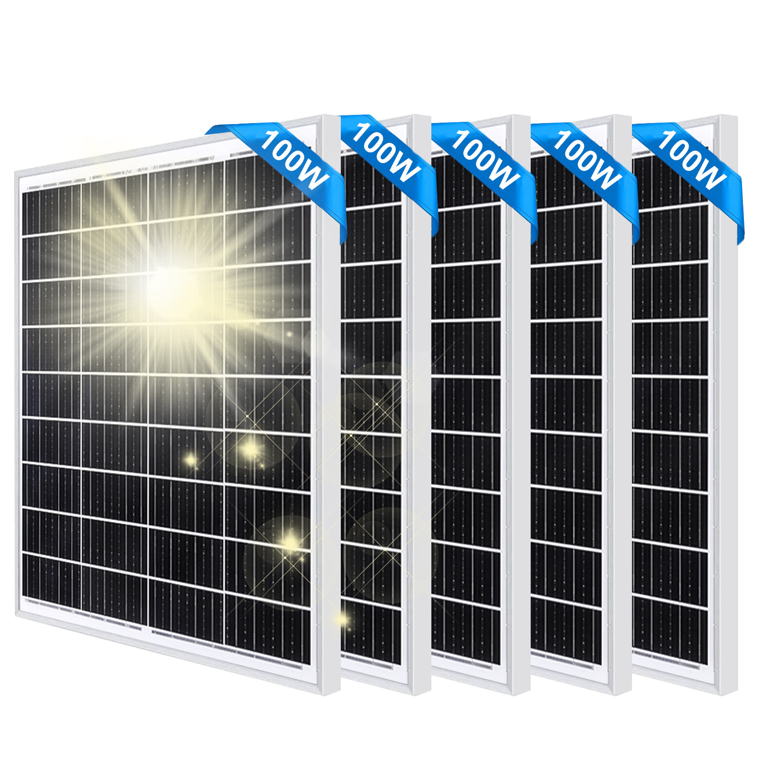100W 200W 300W 400W 500W Watt Solar Panel Mono 12V Charger RV Home Off-Grid Boat