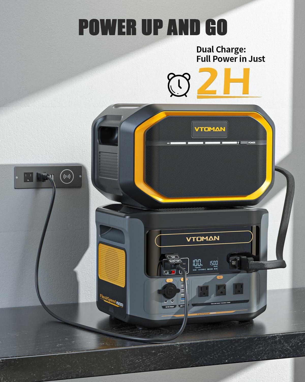 VTOMAN 1500W Portable Power Station 3096Wh LiFePO4 Home Backup + Extra Battery
