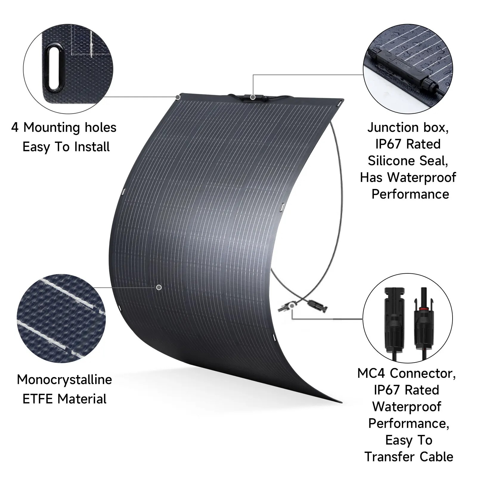 Balcony Power Plant 200W Flexible Solarpanel IP68 Solar Cell Solar Charger