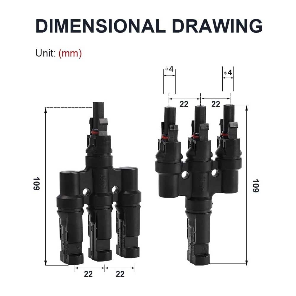 3 Way Solar Panel T Branch Cable Connection Adapter Coupler Connector Waterproof