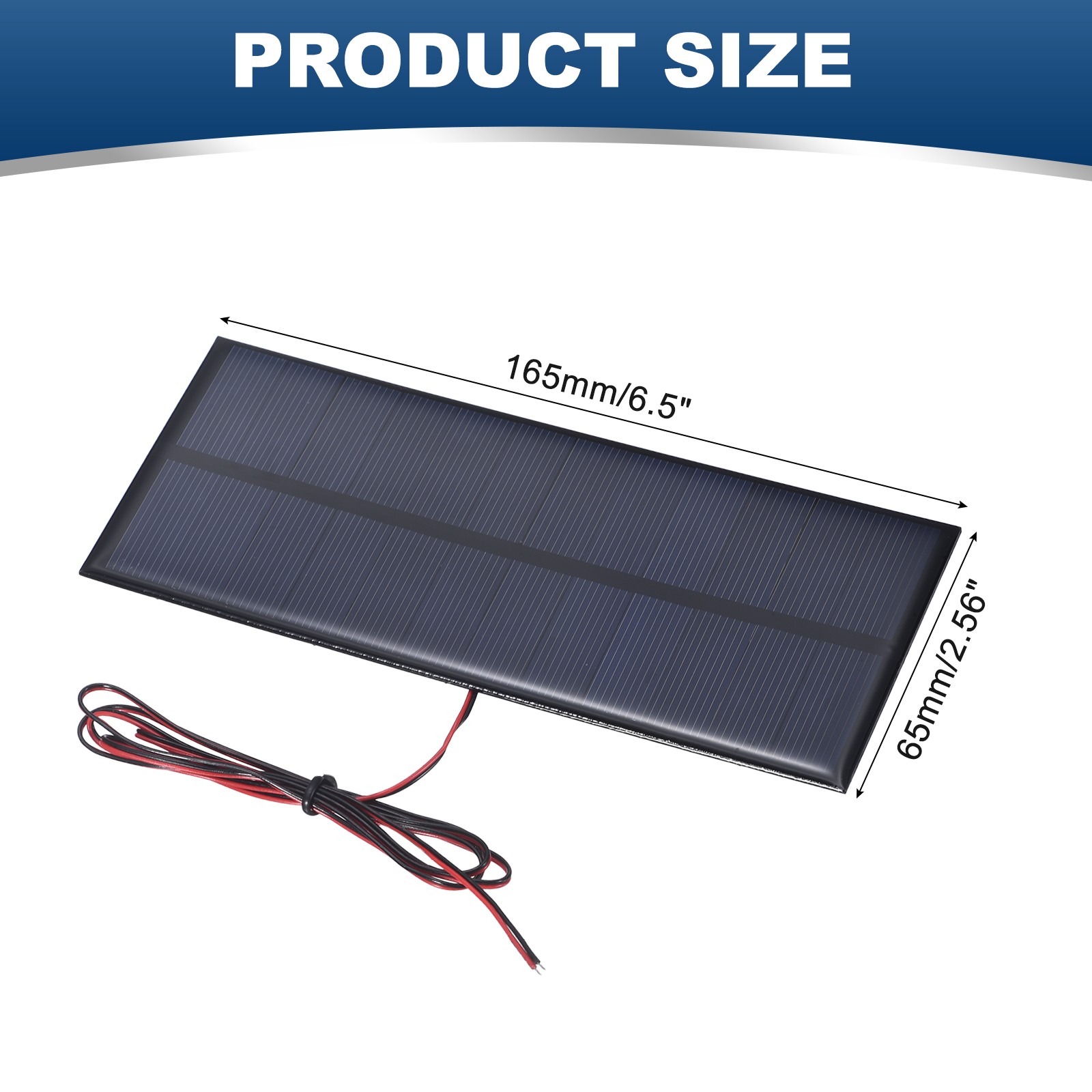6V 1.5W 250mA Mini Solar Panels with Cable, 165 x 65mm