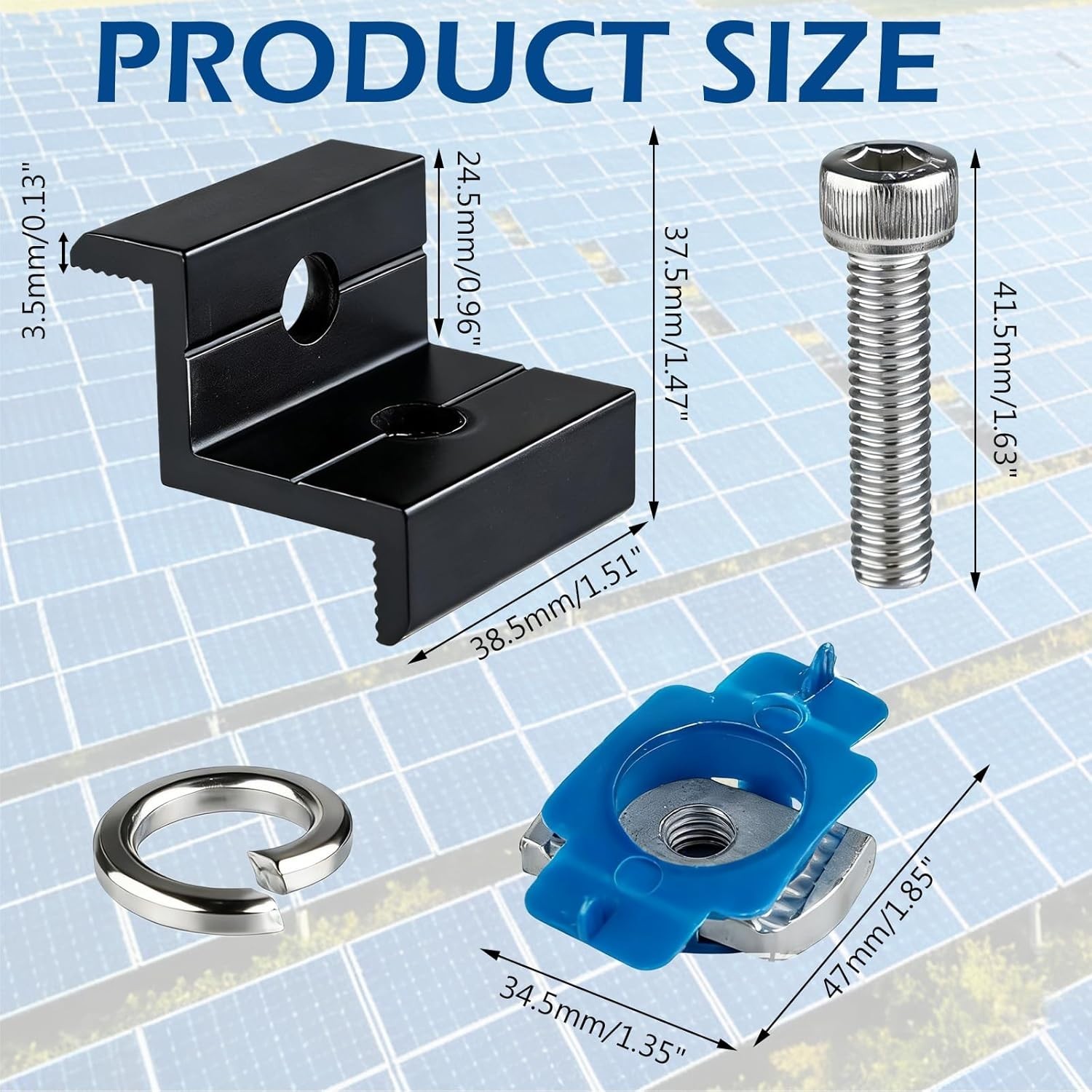 Sumalon 10 Pack Solar End Clamp 30/35mm Black Aluminum