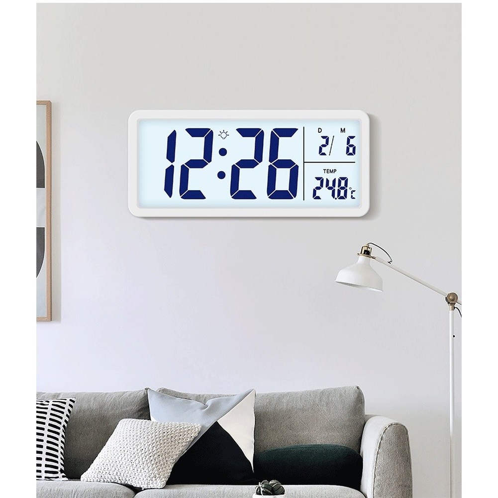 Indoor Climate Digital Wall Clock LCD Nordic Style Temperature Humidity Display