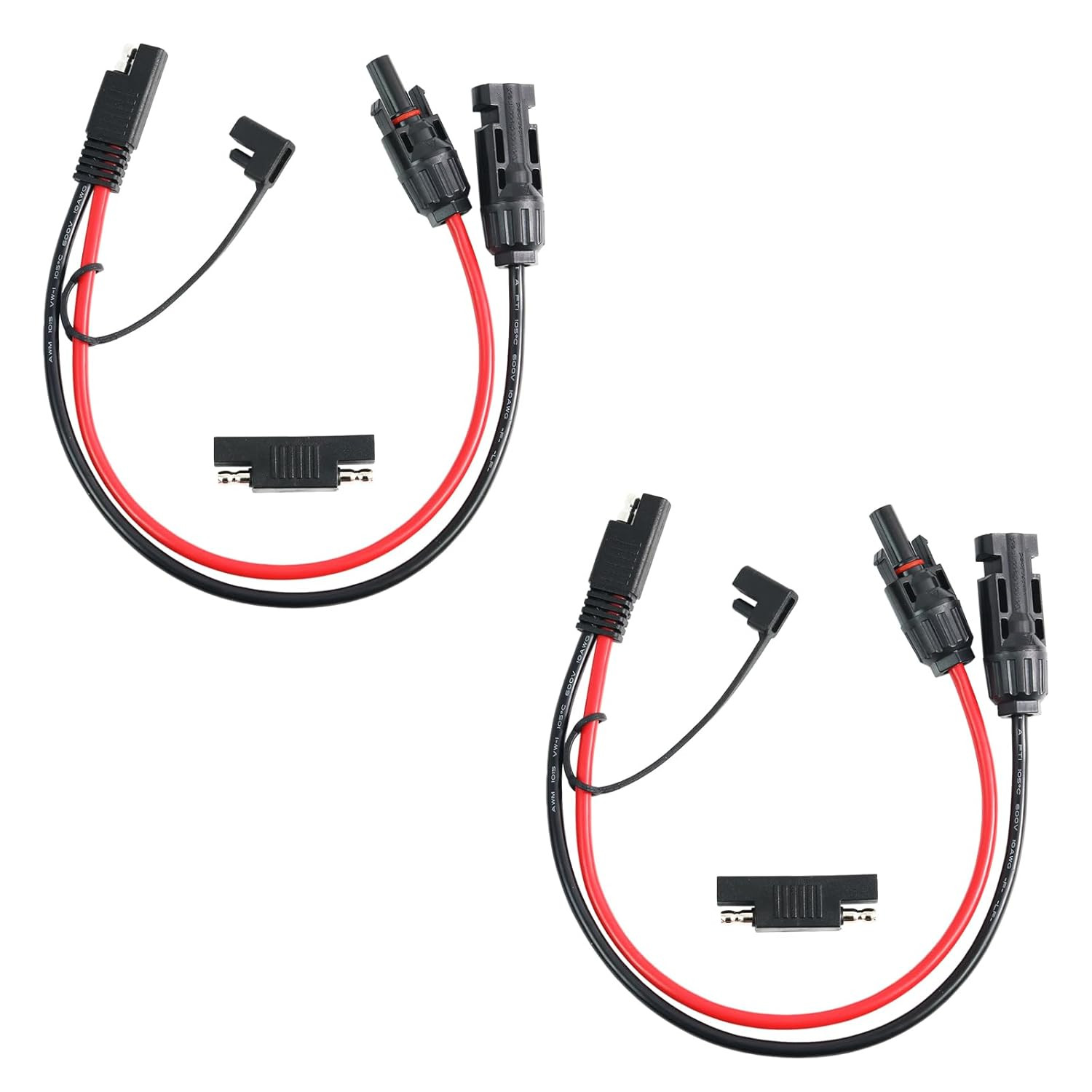 2Pcs 1FT 10AWG Solar Panel Connector Cable, SAE to MC-4 Male Female Adapter PV E
