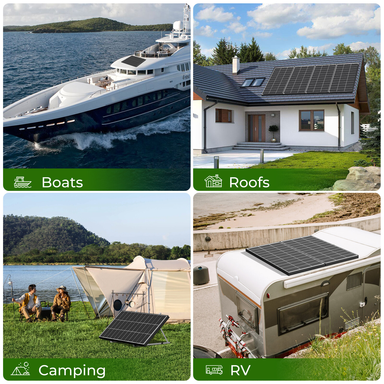 Bifacial 12V 400W 18BB Solar Panel High-Efficiency Battery Home PV Off-Grid Boat