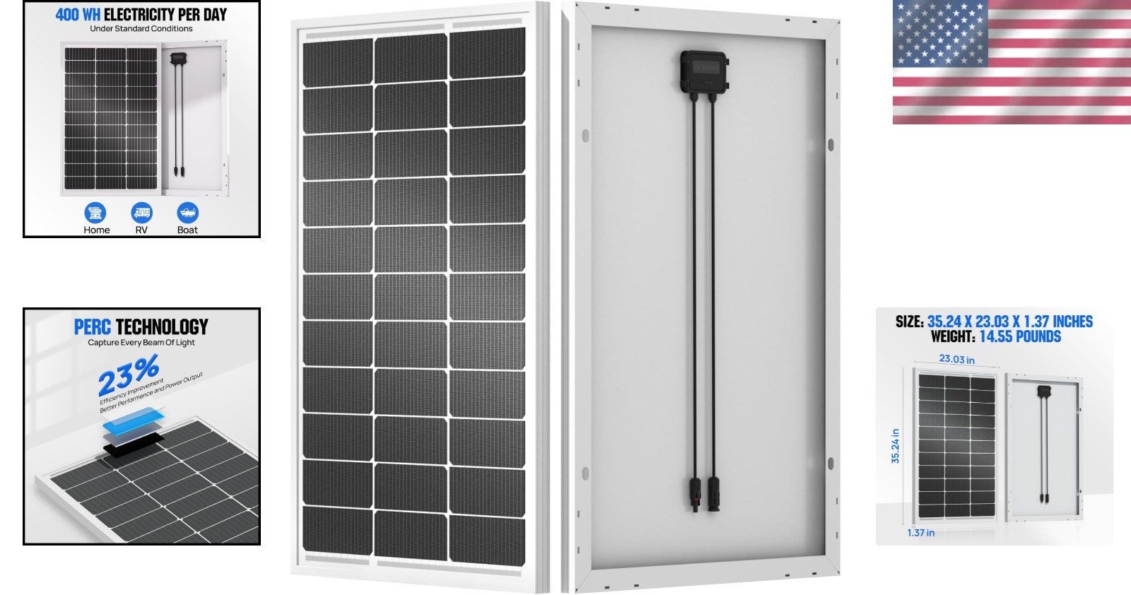 Durable 100W Solar Panel with 25- Lifespan – Ideal for Camping and More