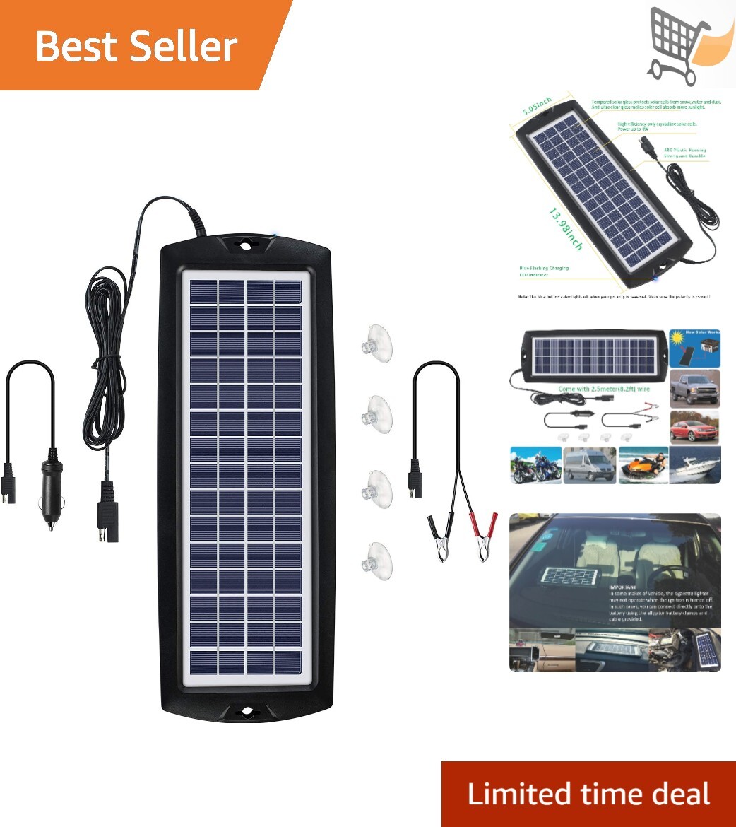 Car Battery Trickle Charger Solar Panel Power Kit 12V Maintainer for Vehicle