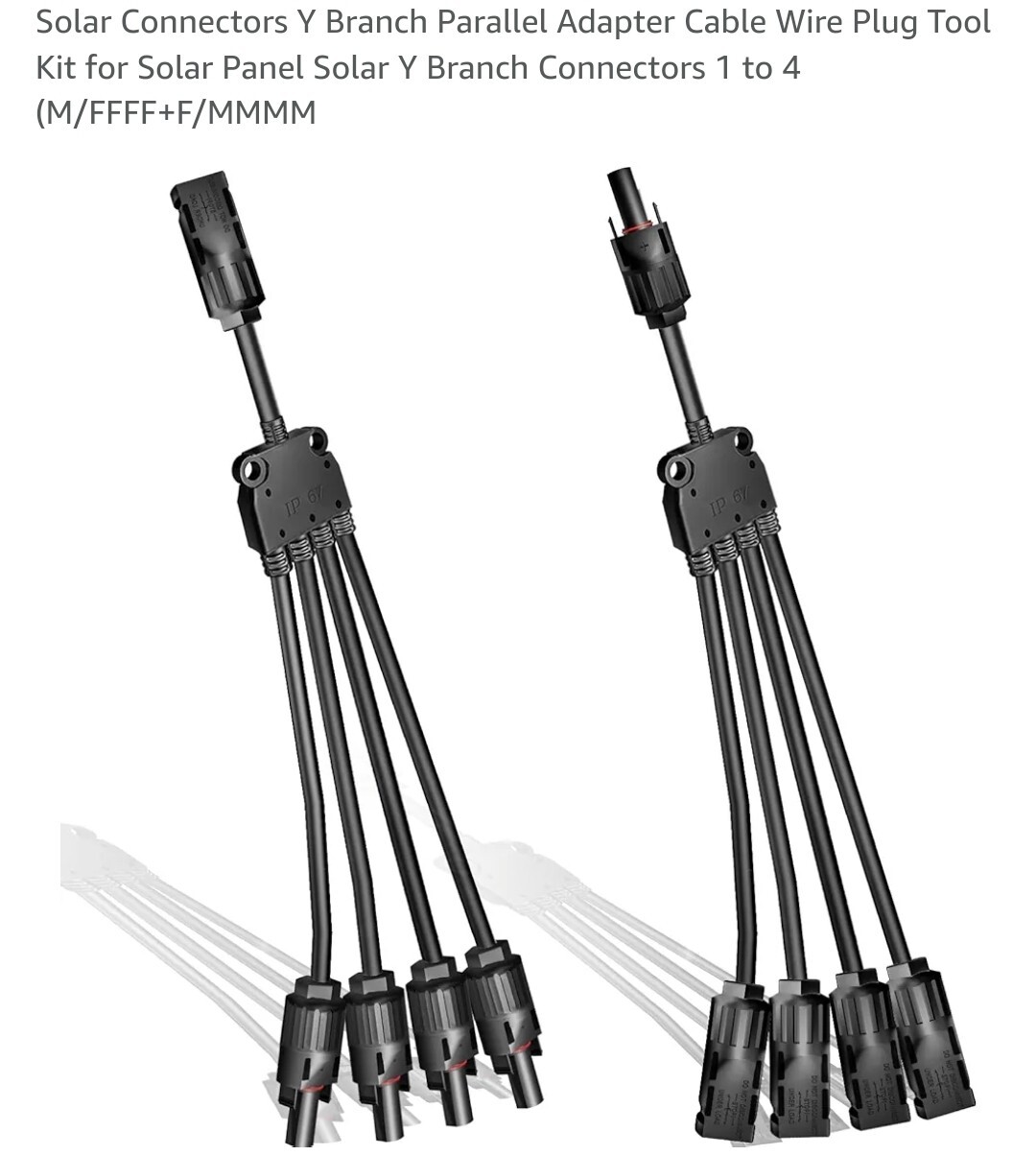 2 Y Branch Connectors Parallel for Solar Panel 1 to 4 (M/FFFF + F/MMMM)