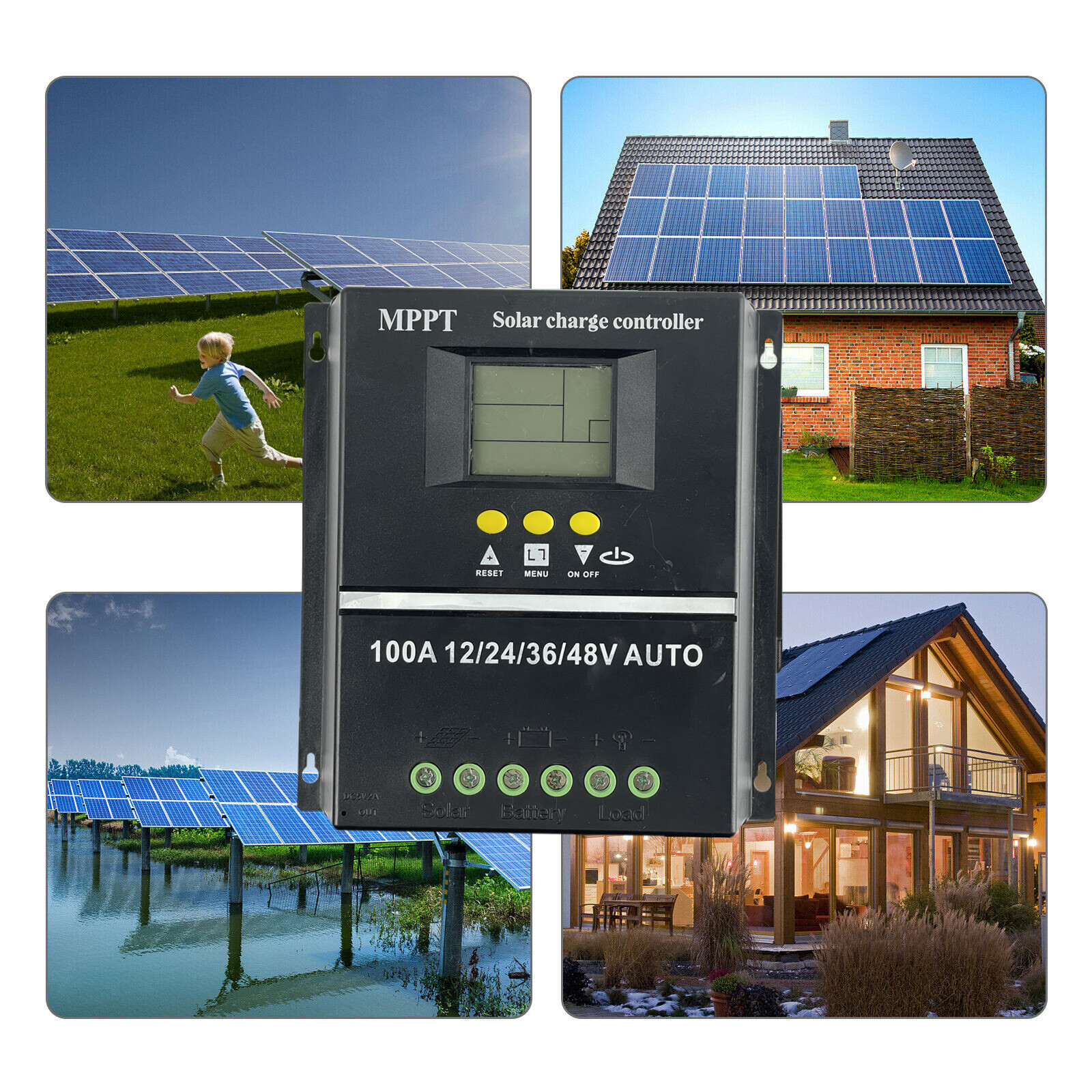 60A 80A 100A Solar Panel Charge Controller MPPT 12V 24V 36V 48V Auto Regulator