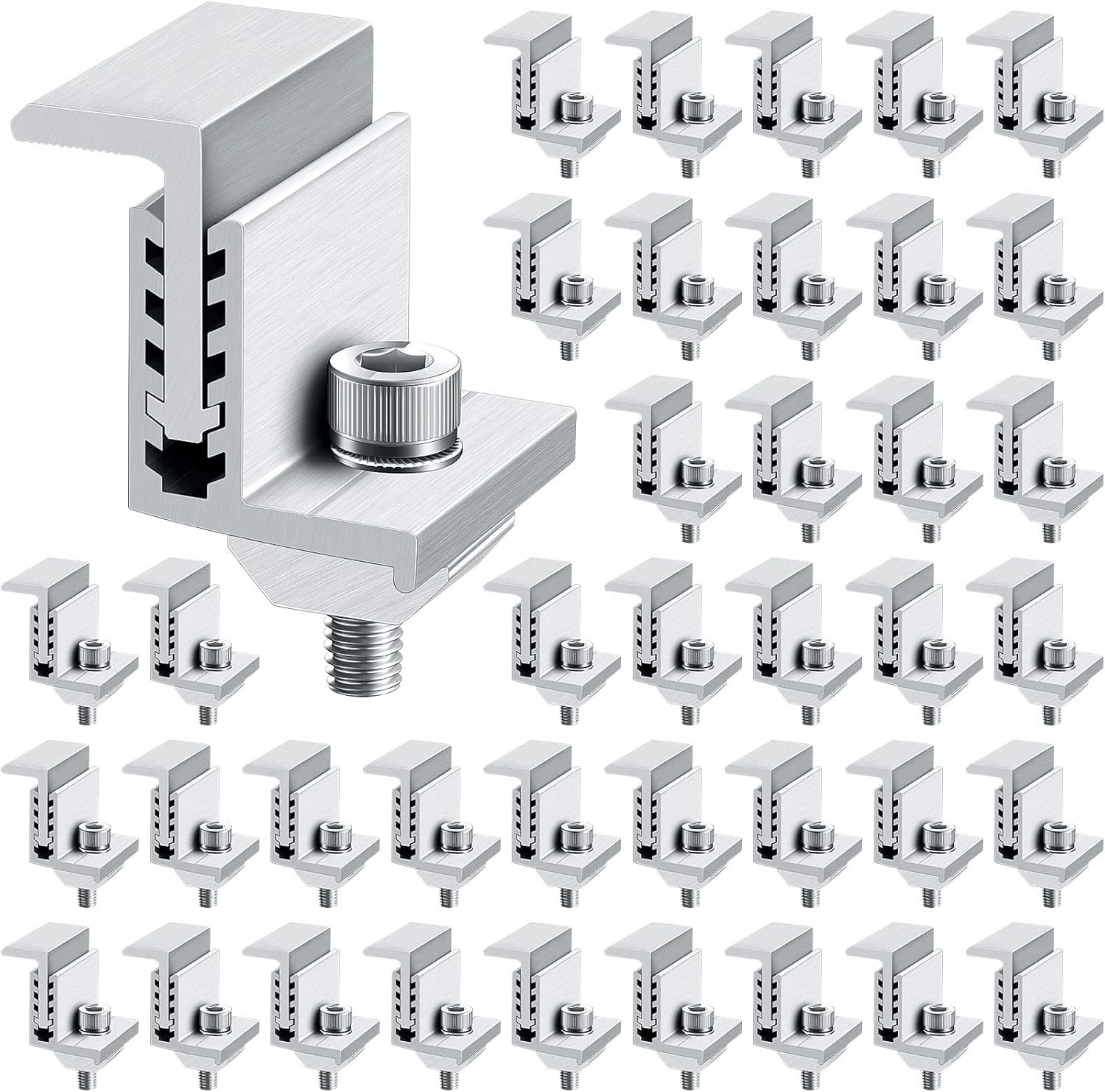 Efficient Solar Panel End Clamp Set – 20 Adjustable Brackets for Solar Arrays