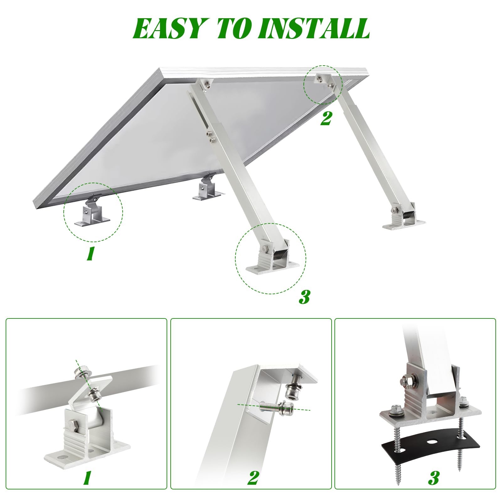 Solar Panel Mounting Brackets, 2 Sets Adjustable Solar Panel Tilt Mount Brack…