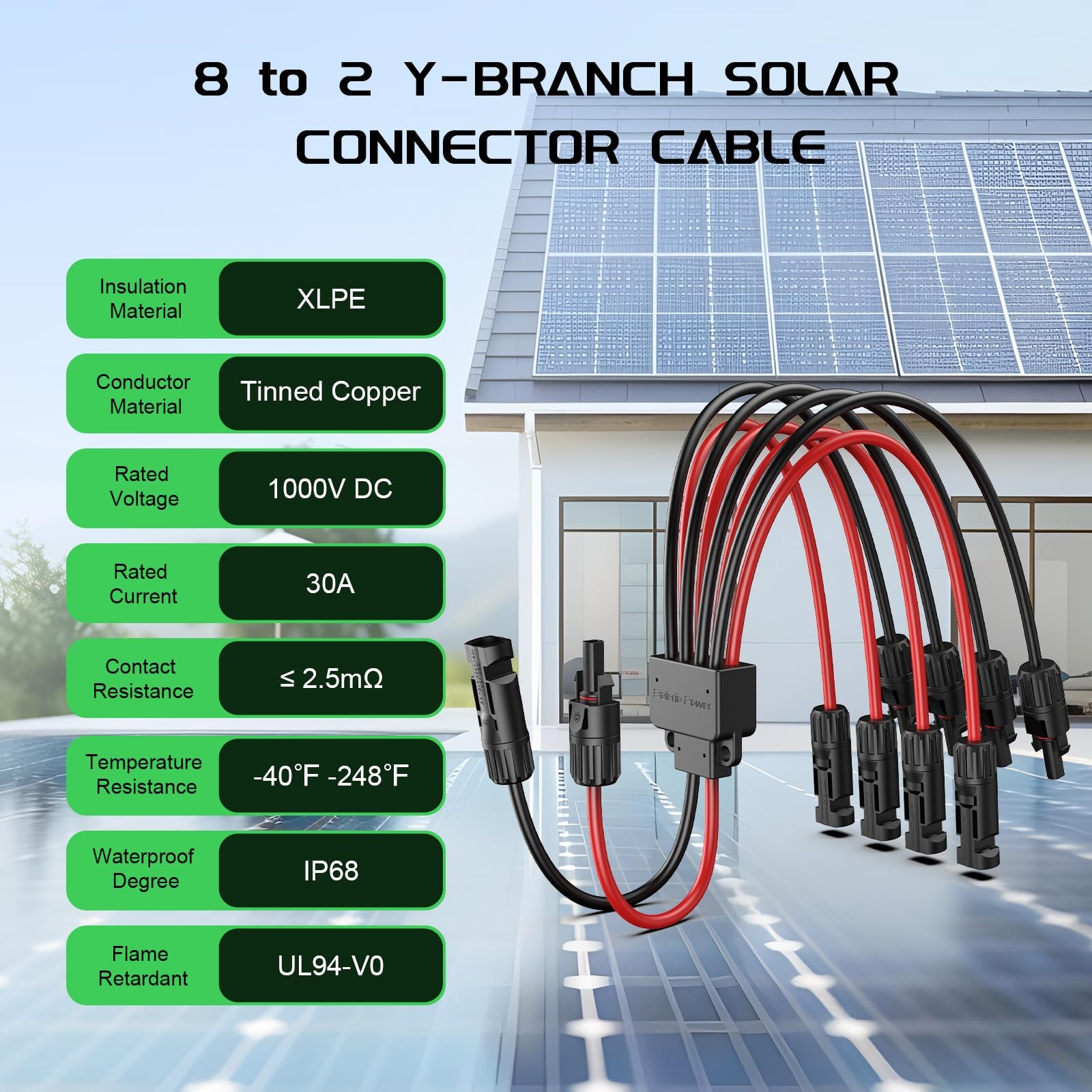 Solar Y Branch Connectors 30A 1000V DC Parallel Cable 2PCS – Connect 4 Solar