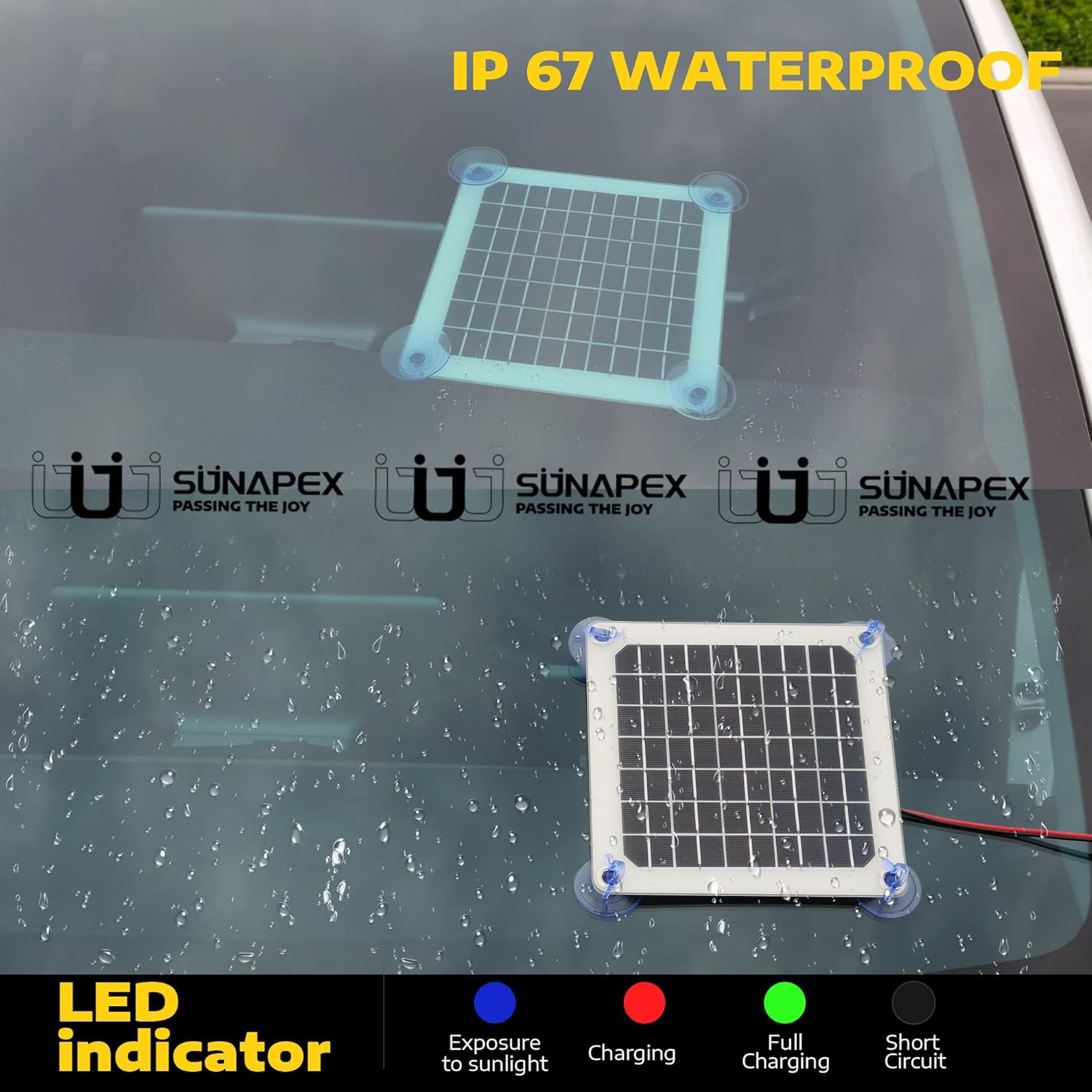 Solar Battery Charger Maintainer, 5W 12V Portable Waterproof Solar Panel Trickle