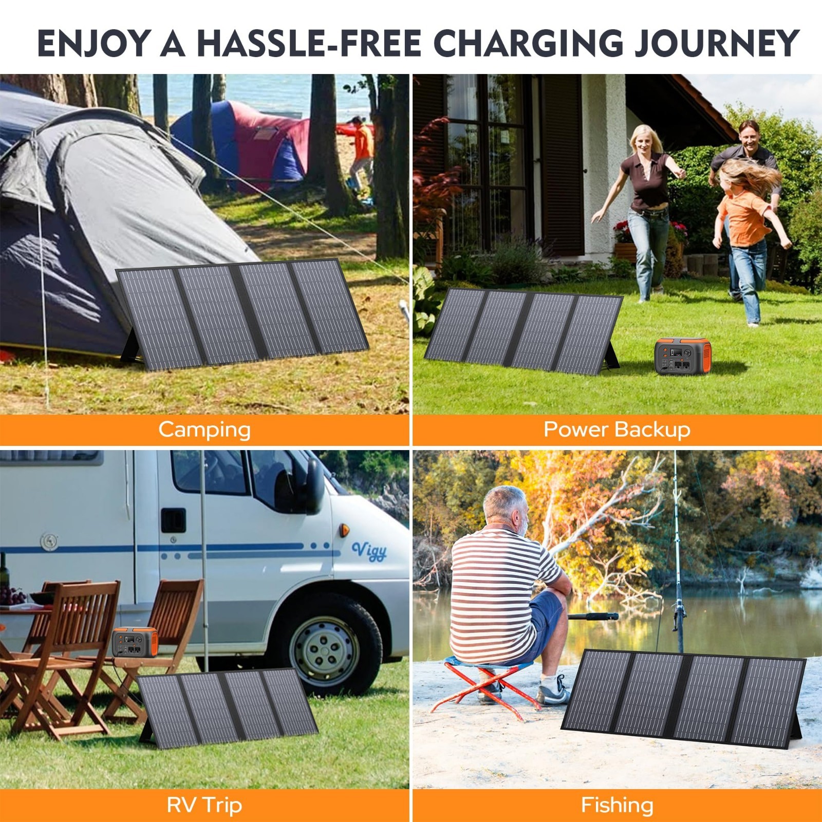 60W Foldable Solar Panel Charger – 18V DC Outlet for Portable Power Stations, QC