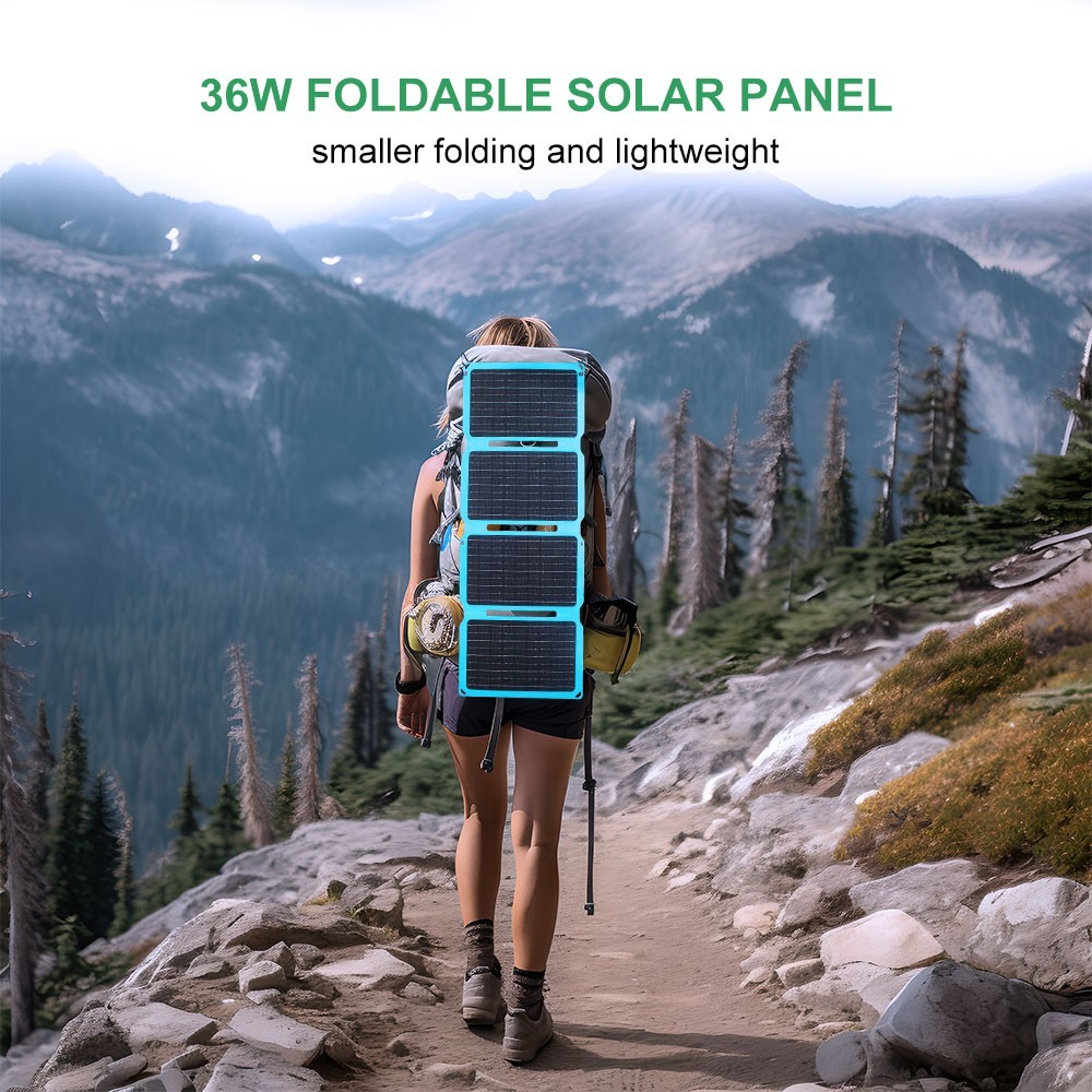 36W Folding Solar Panels 5V 2.5A USB Output Portable Outdoor Camping Sun Power