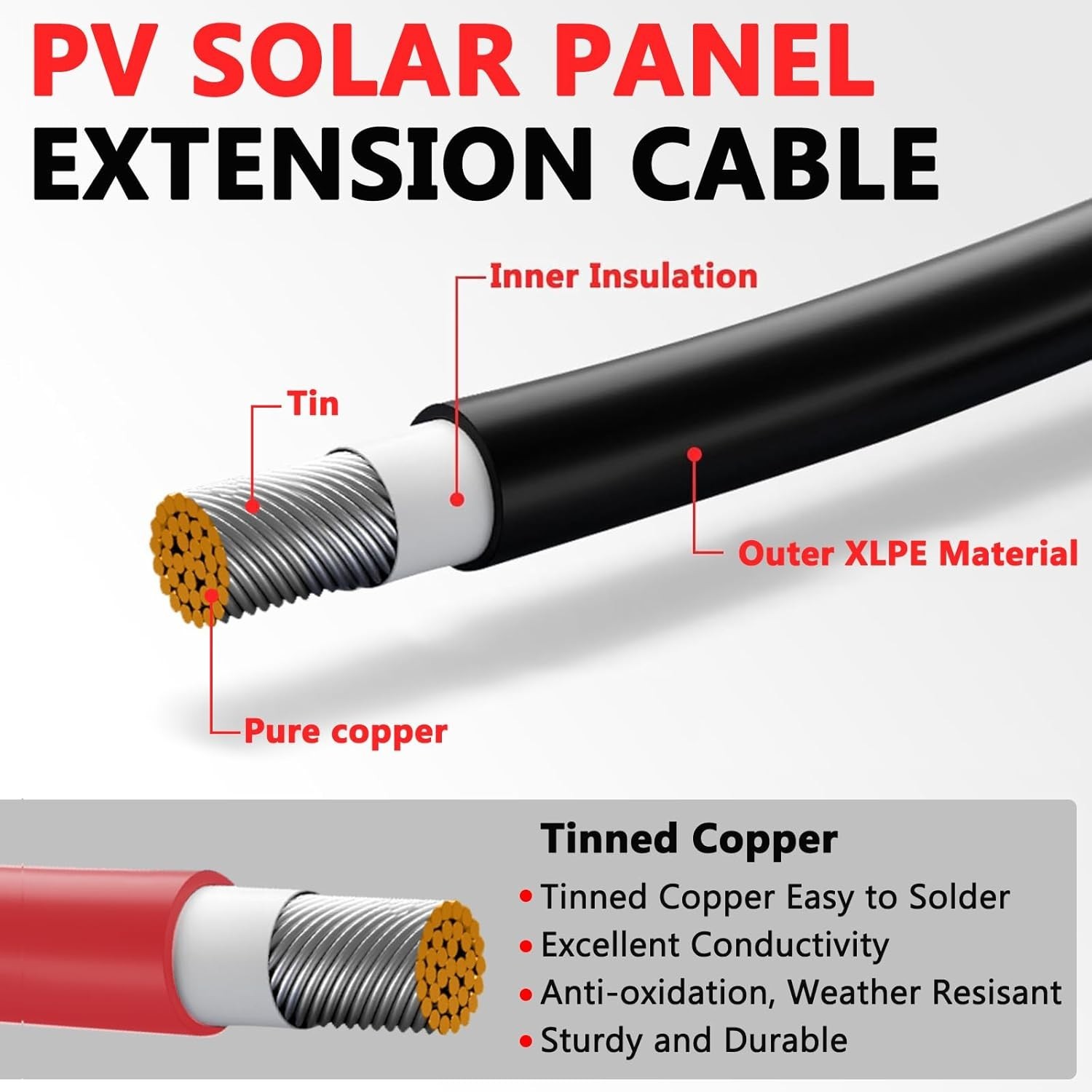 10AWG 30ft Waterproof Solar Cable for RV & Photovoltaic Systems – Easy Connect