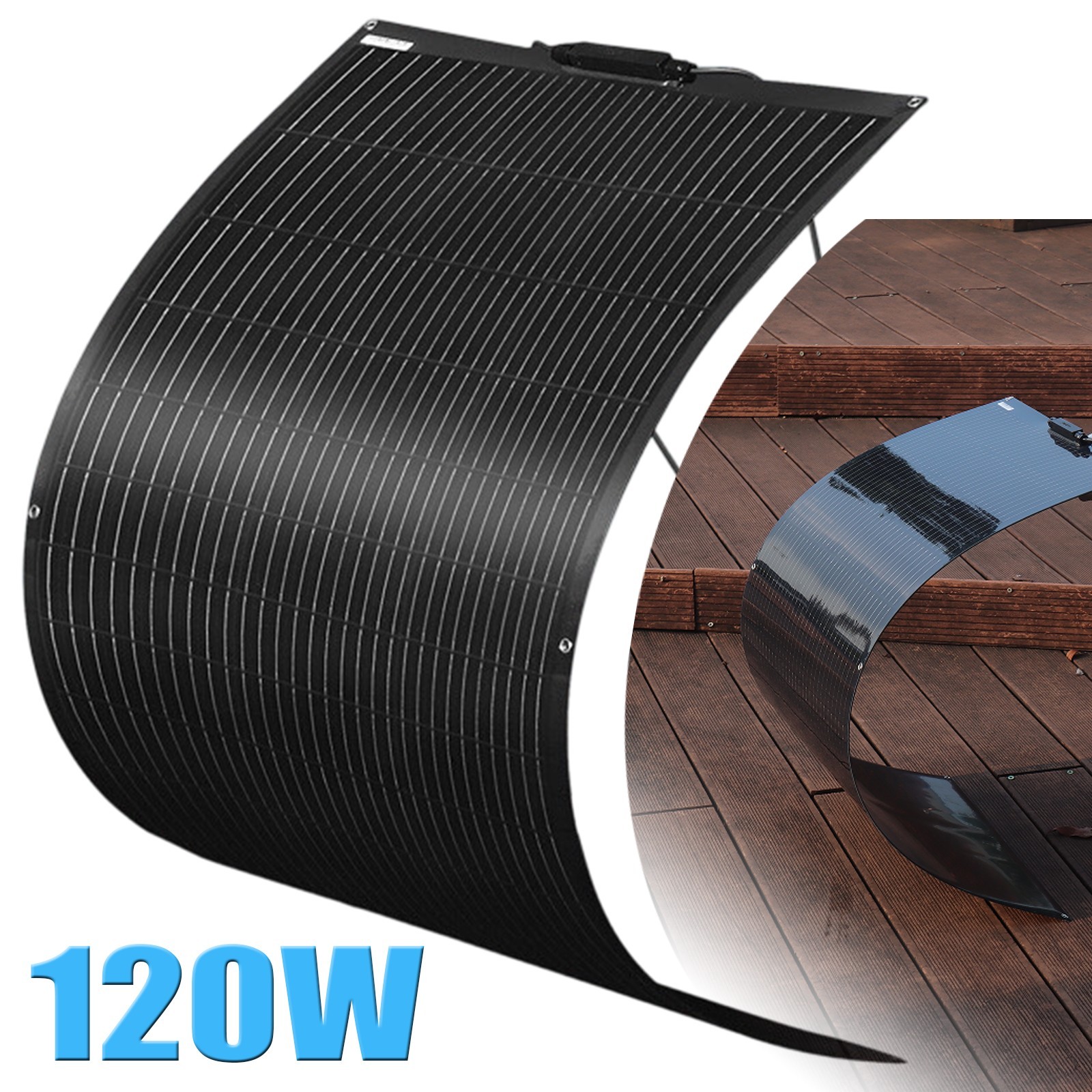 Solar Panel 120Watt Mono Flexible 18V for Off-Grid RV Boat Battery Charge IP67