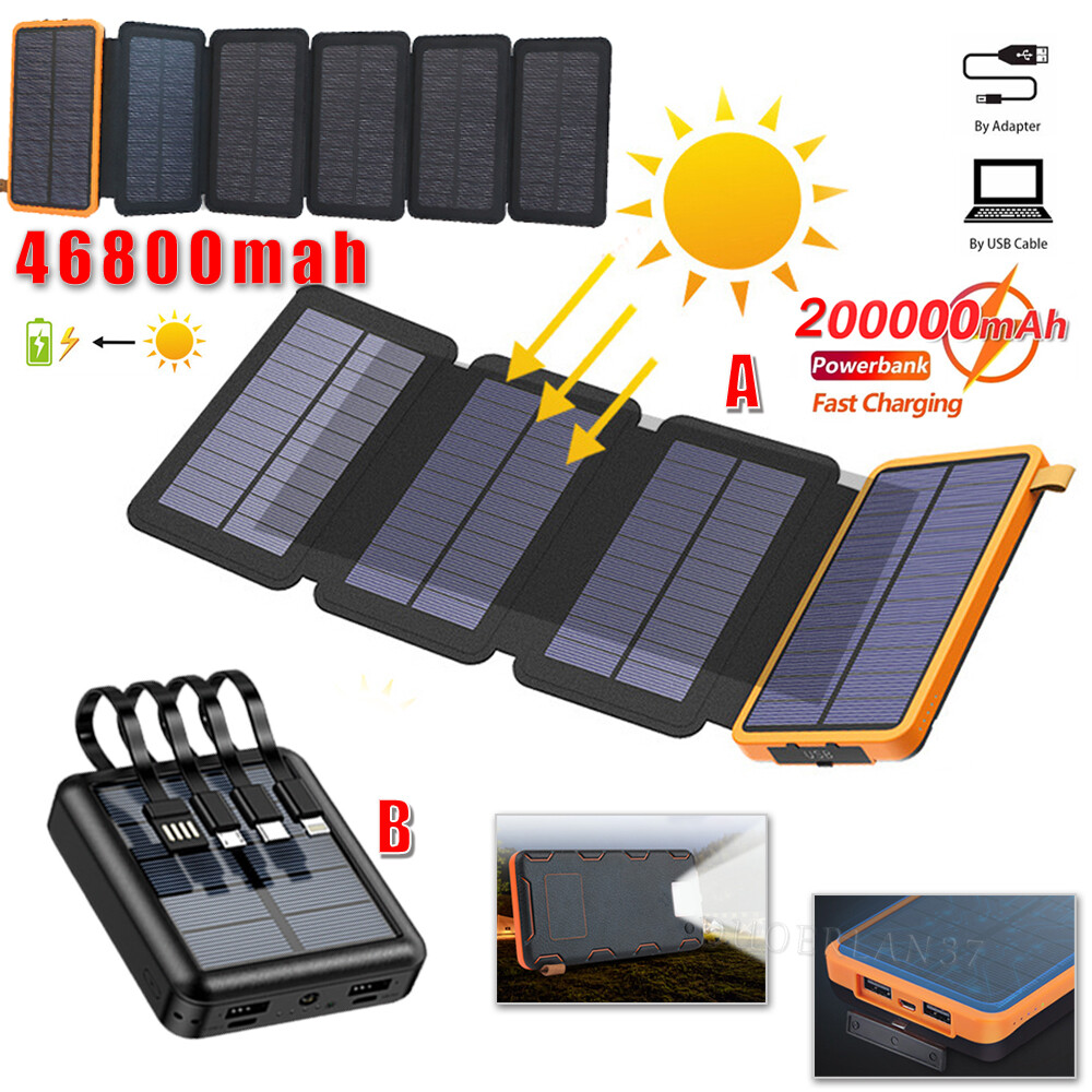 46800mAh Solar Power Bank Folding 6 Solar Panel Portable Charger For Cell Phone