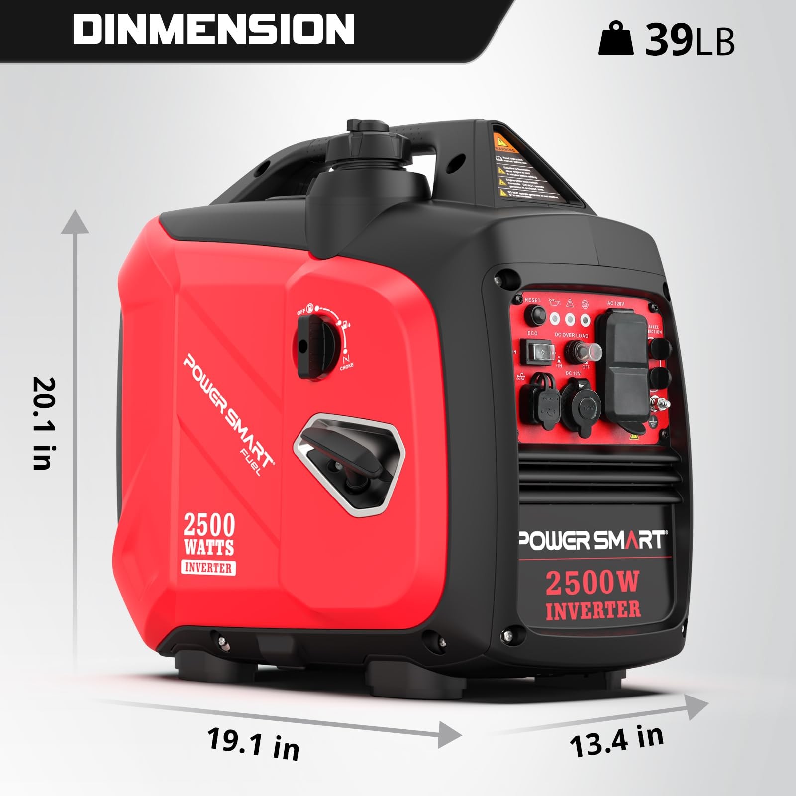 2500 Watt Portable Inverter Generator, 79.8cc Gas Powered Engine with 5.5H Lo…