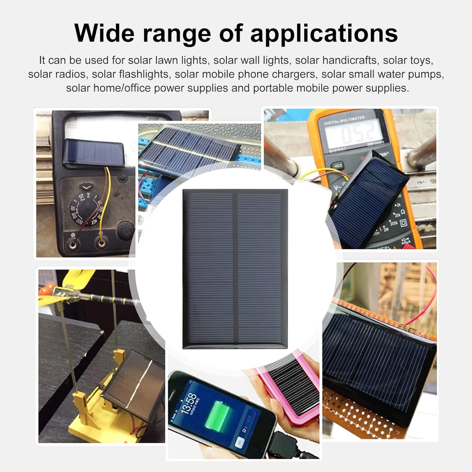Micro Solar Panels W/ Wire 5PCS 5V 200mA Photovoltaic Solar Cells Kit 110mmx60mm