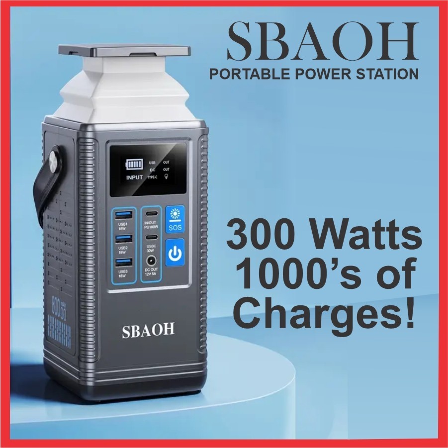 SBAOH 300W 296Wh Portable Power Station Solar Generator Backup Save $100 vs Comp