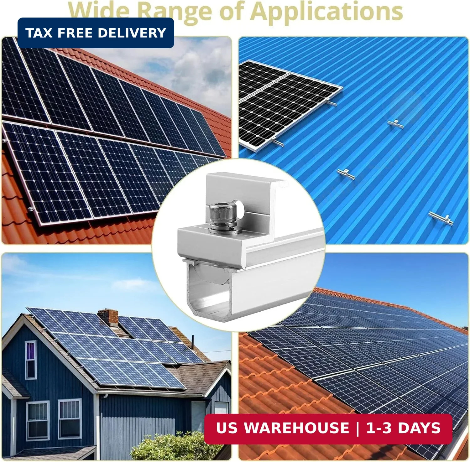 Anbte Solar Panel Bracket Kit, 6 Pcs 7.87 in Aluminium Solar Panel Mounting Rail
