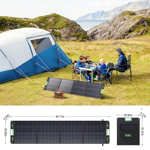 200W Portable Solar Panel High Efficiency Solar Power Panel for Home, Green
