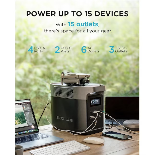 EcoFlow DELTA 2 Portable Power Station with 400W Solar Panel | Charges 7X Faster