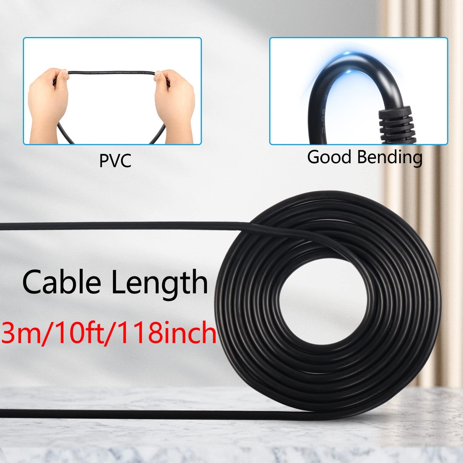 10Ft DC 8mm Extension Cable, Male to Female Power Cord, 14AWG for Solar Generato
