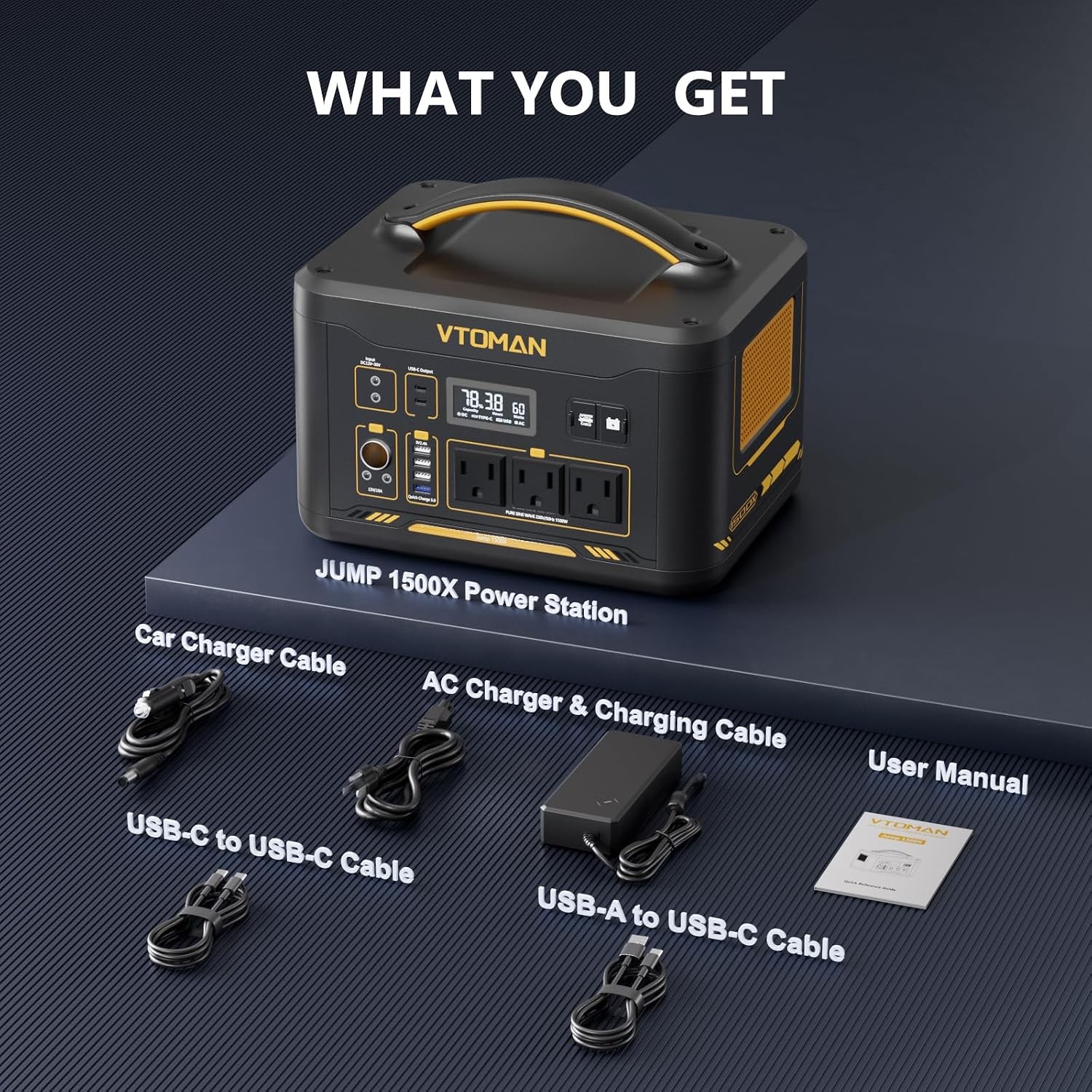 VTOMAN Jump 1500X Portable Power Station 1500W (3000W Peak), 828Wh LiFePO4 (LFP)
