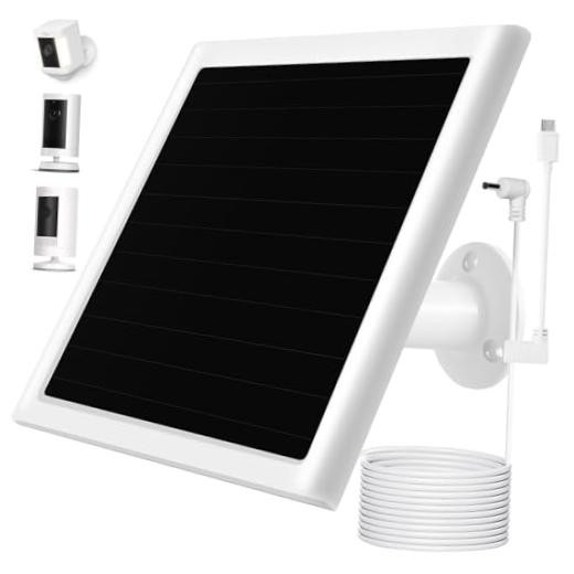 6W Solar Panel Charger for Ring Camera, Compatible with Ri ng Stick White 1Pack