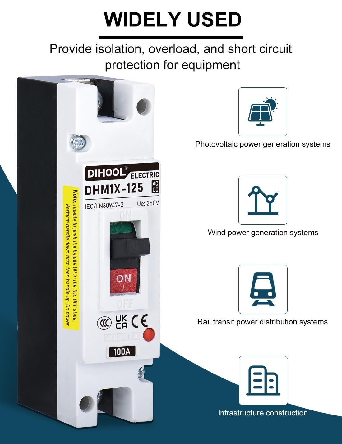 DIHOOL 100 Amp Battery DC Disconnect Switch, DC Breaker for Main Power Statio…