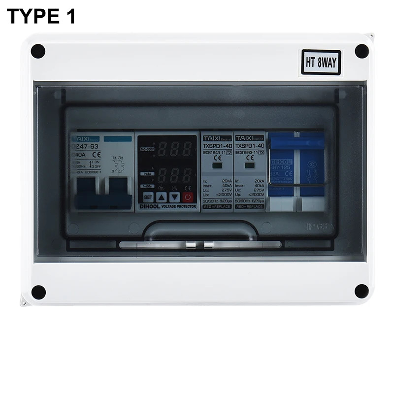 AC Combiner Box 230V 10A~63Amp Circuit Breaker SPD Household/Solar Overvoltage/U