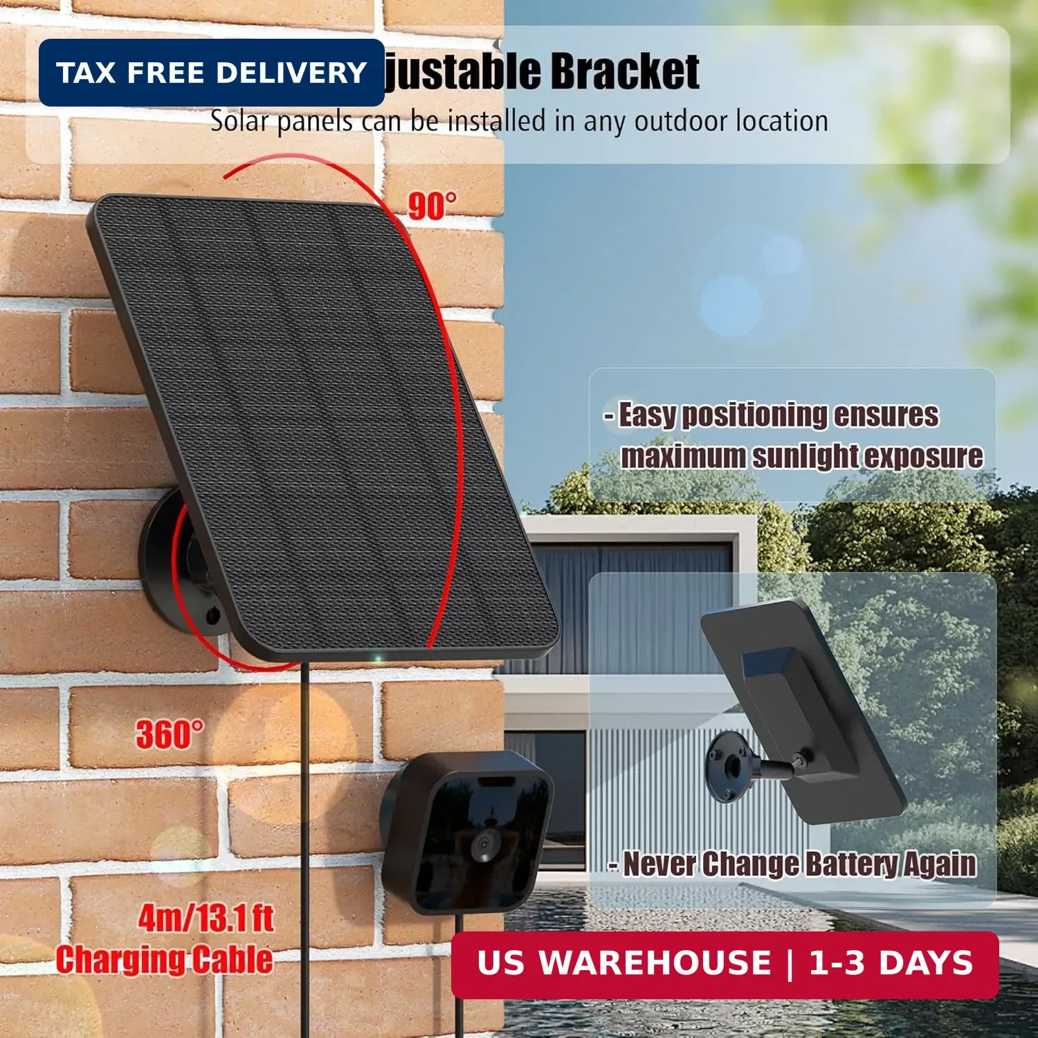 Rhorawill 4 Pack Solar Panel for Blink Outdoor 2K+/4(4th Gen)/Outdoor(3rd Gen) X