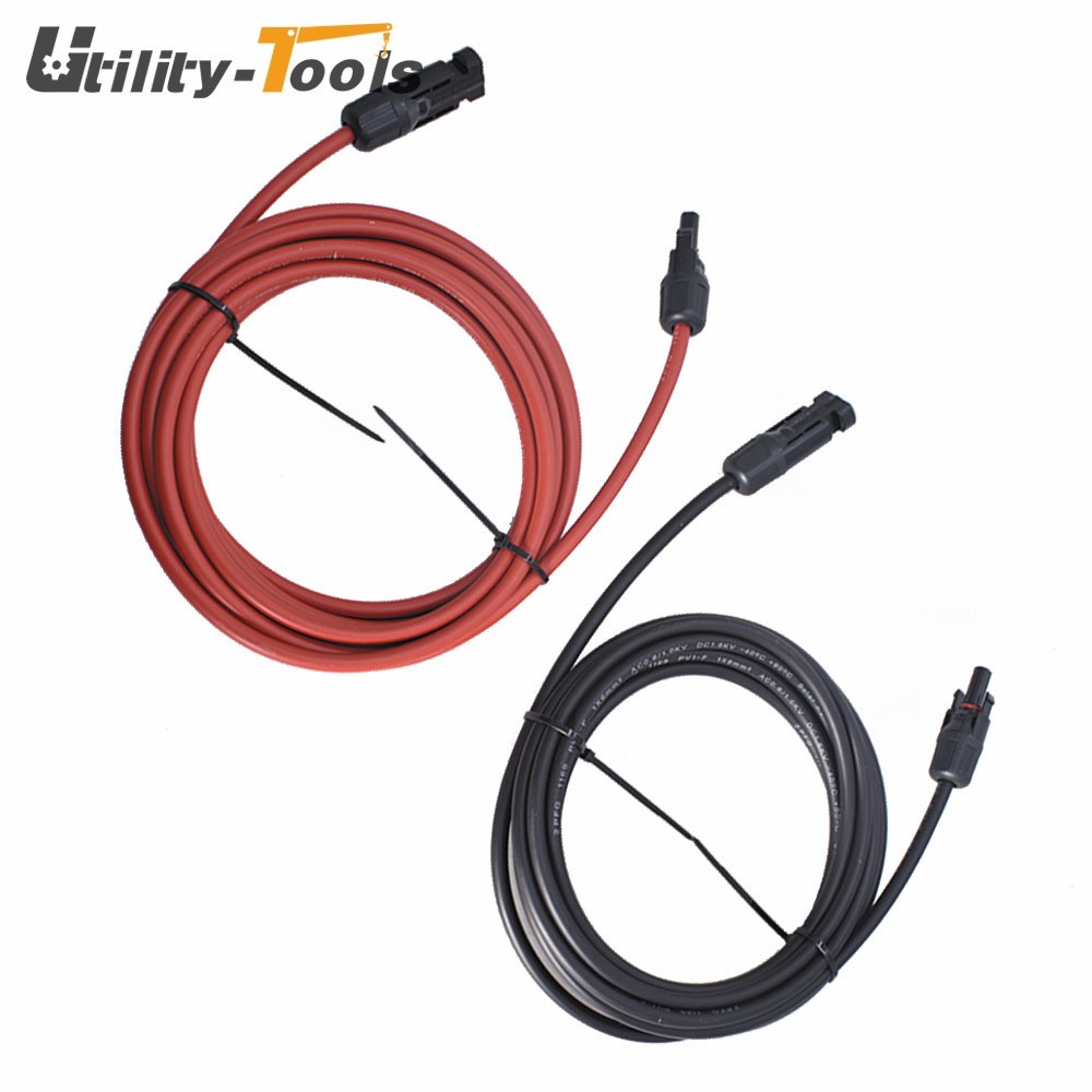 10AWG 15Feet High Quality Black + Red Solar Panel Extension Cable Wire Connector