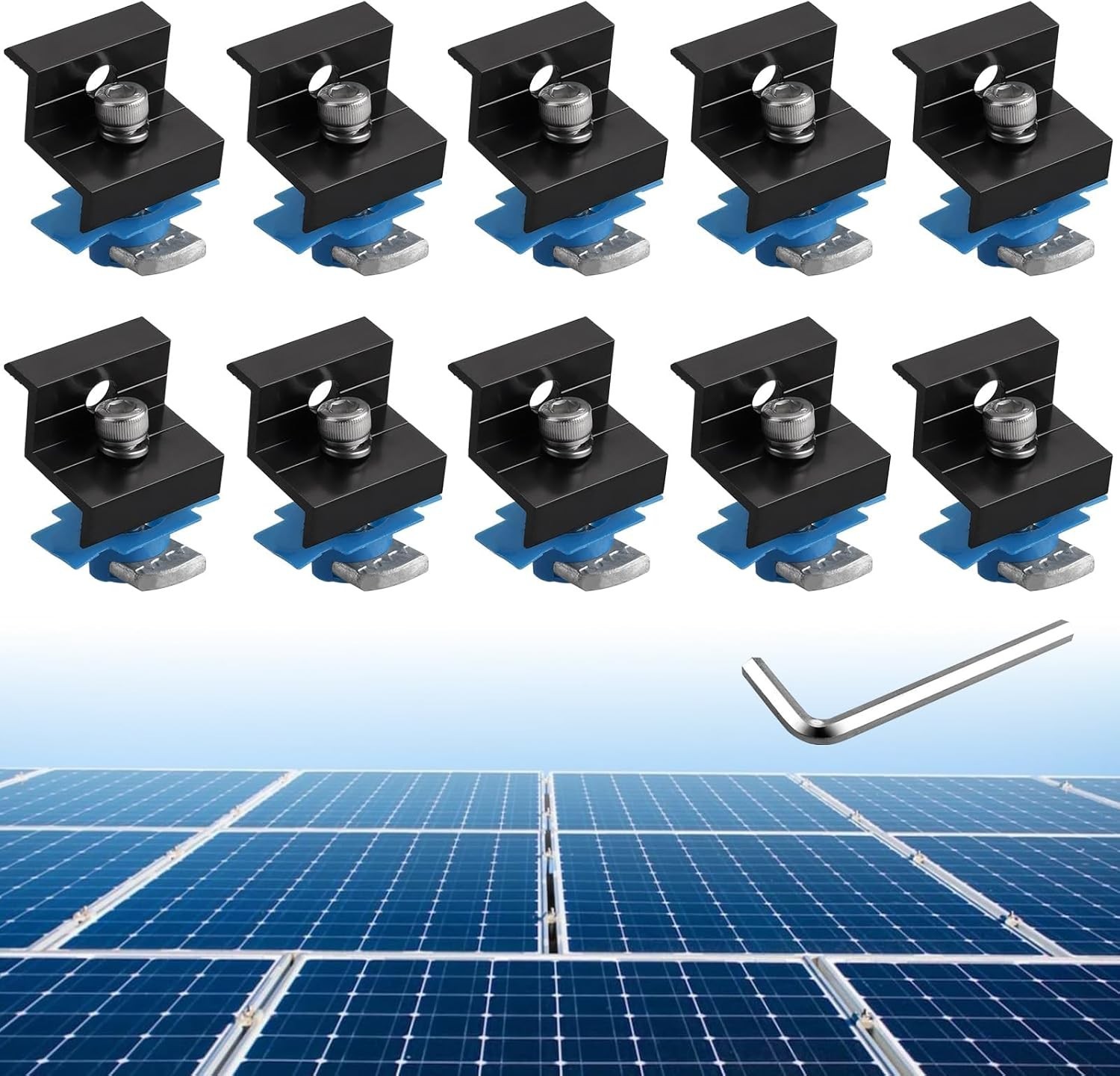 10pcs Solar Panel End Clamp for Standard Unistrut, Aluminum 30mm/35mm Solar P…