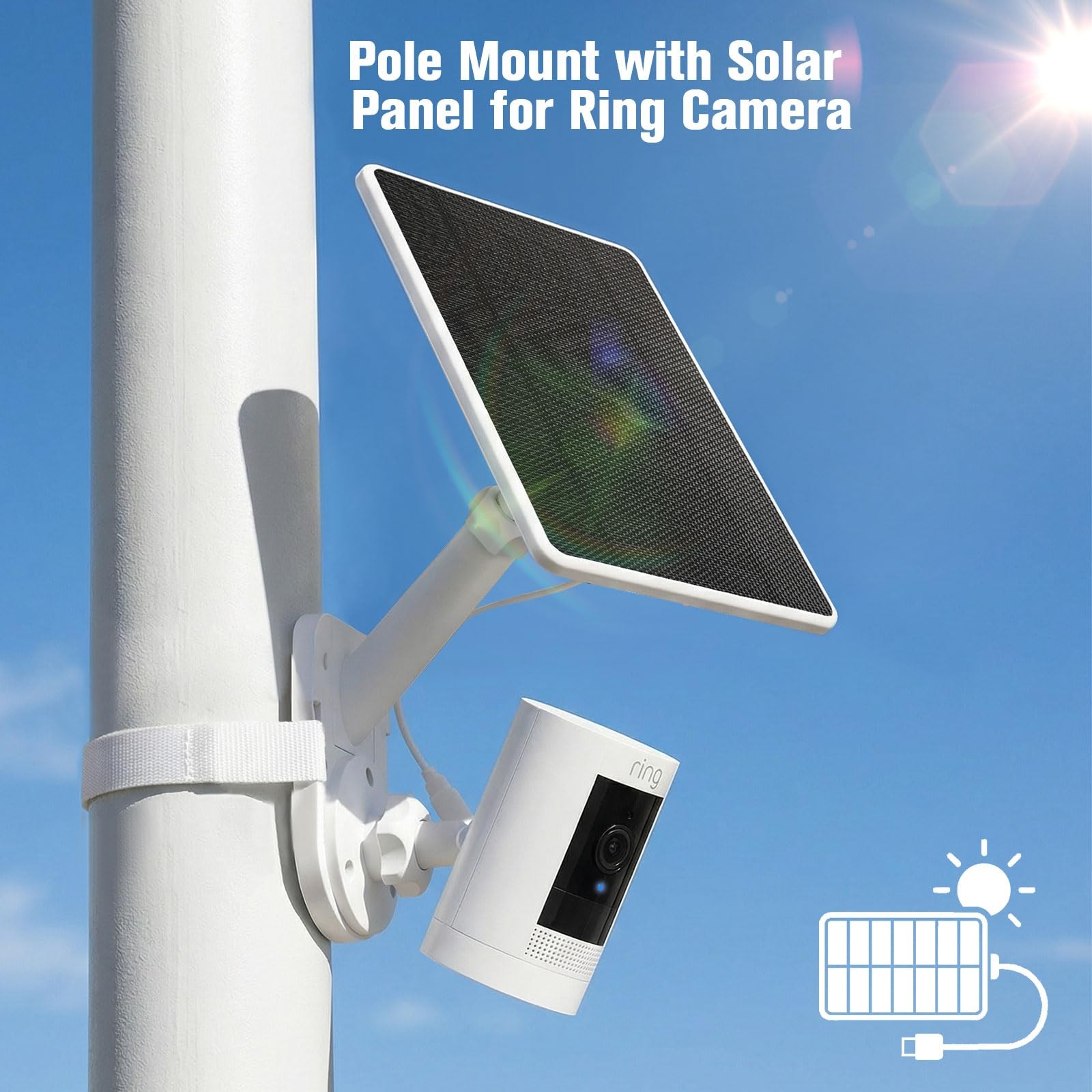 6W Solar Panel with Camera Mount for Ring Spotlight Cam Plus/Pro Battery, Rin…