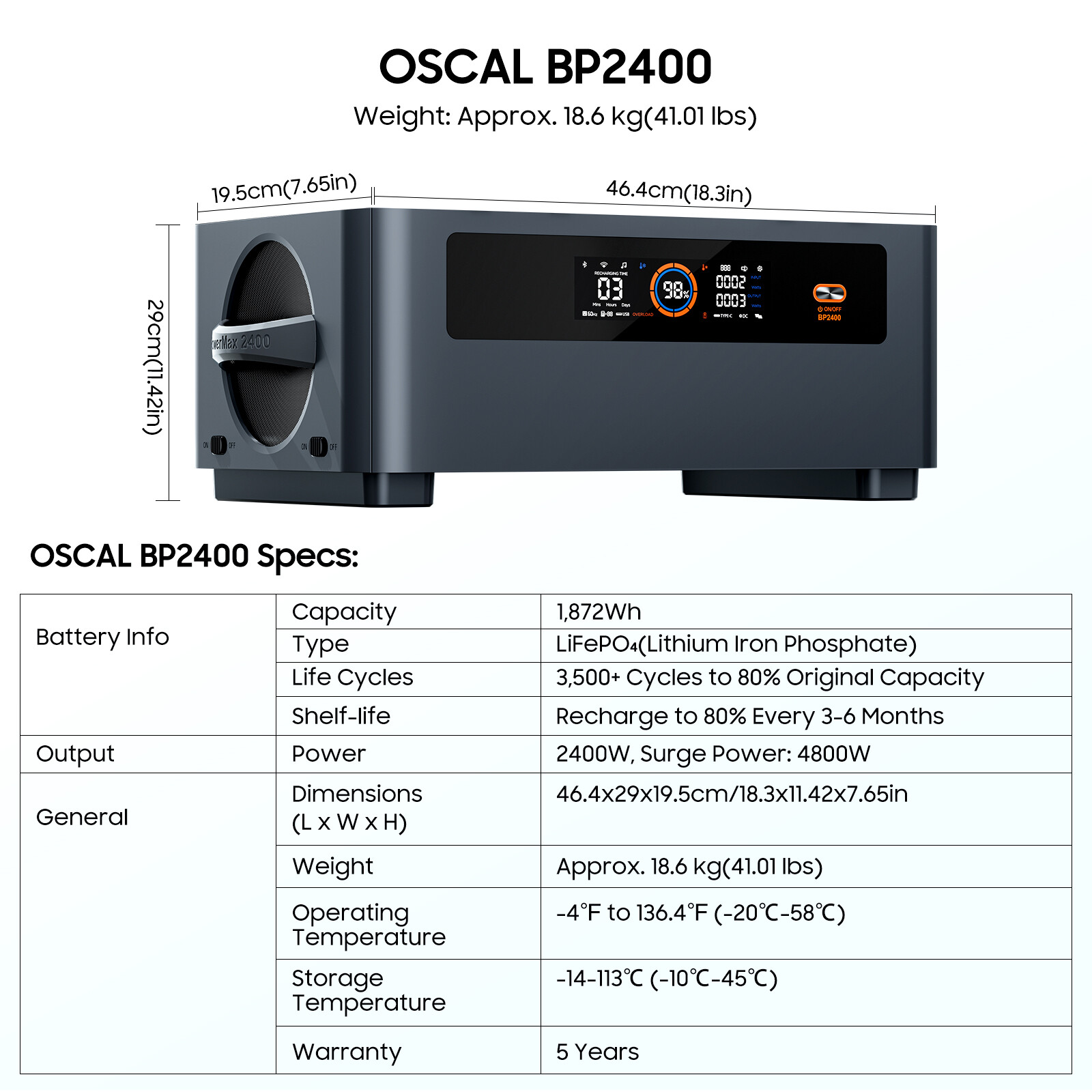 OSCAL PowerMax 6000W Portable Power Station 3600Wh + Extra Battery Solar Panel