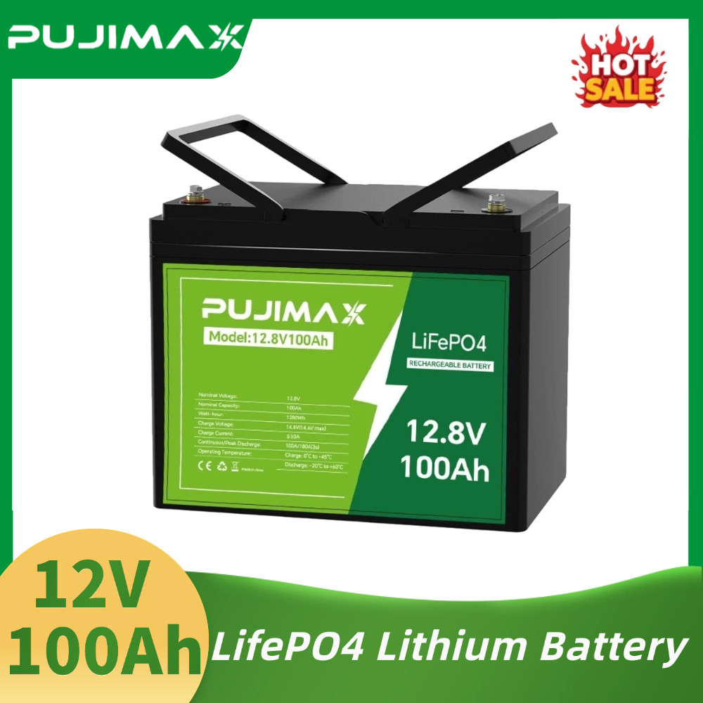 12V 100Ah LiFePO4 Lithium Battery 1280Wh BMS Deep Cycle Group 27 For Motor Solar