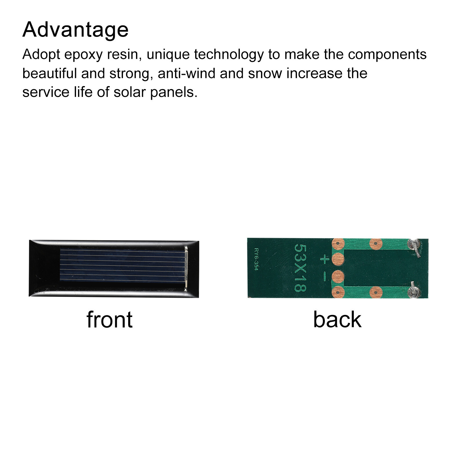 Mini Solar Panel Cell 0.5V 160mA 0.08W 53mm x 18mm for DIY Project Pack of 10