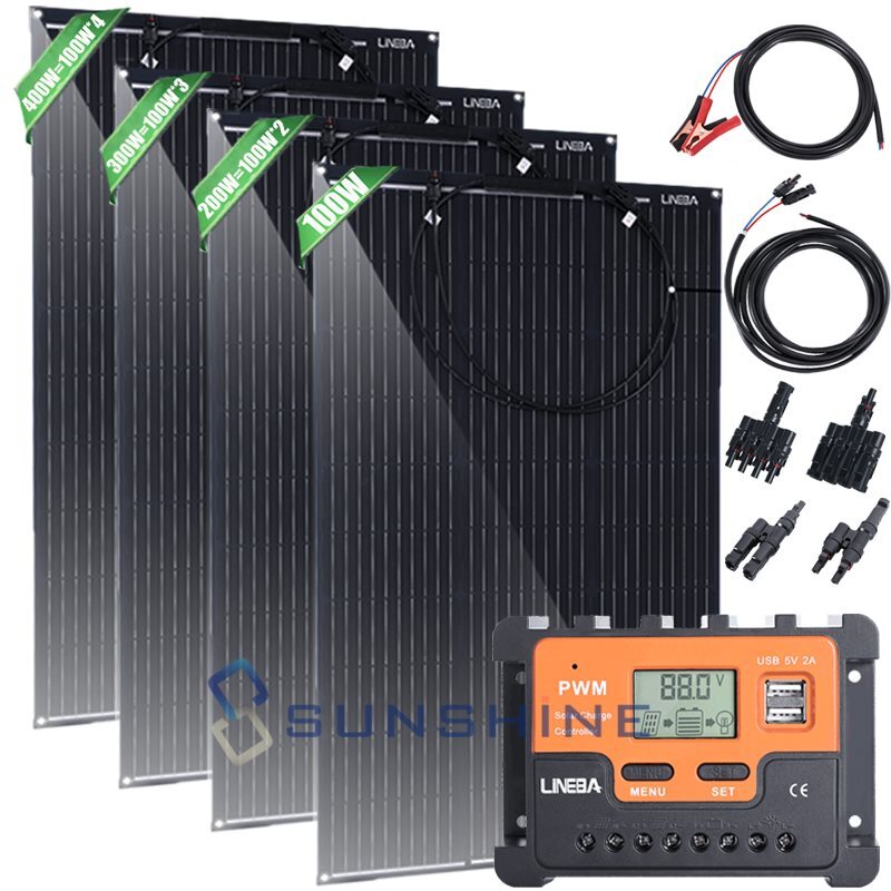 400W 18V Flexible Solar Panel Mono Portable Power Camping Home RV Battery Charge