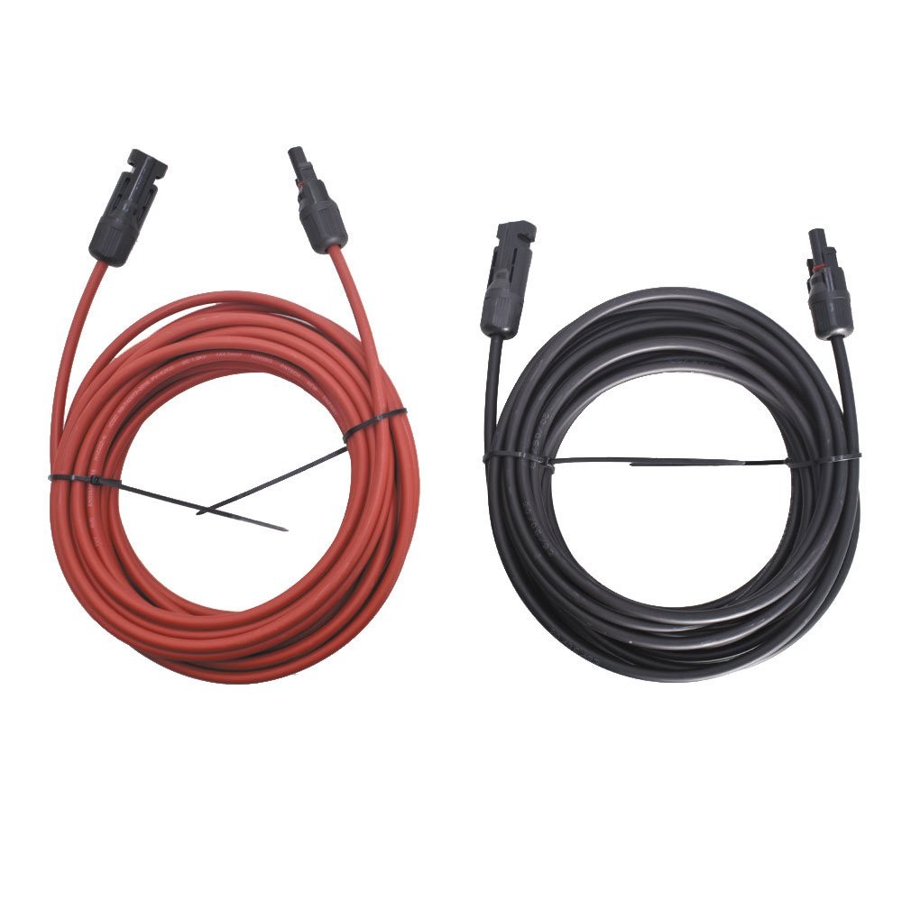 LABLT 1 Pair 30 FT 12 AWG Black + Red Solar Panel Extension Cable Wire Connector