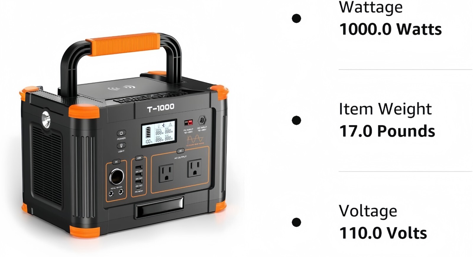 GNC 1000W 999Wh Solar Portable Power Station Generator