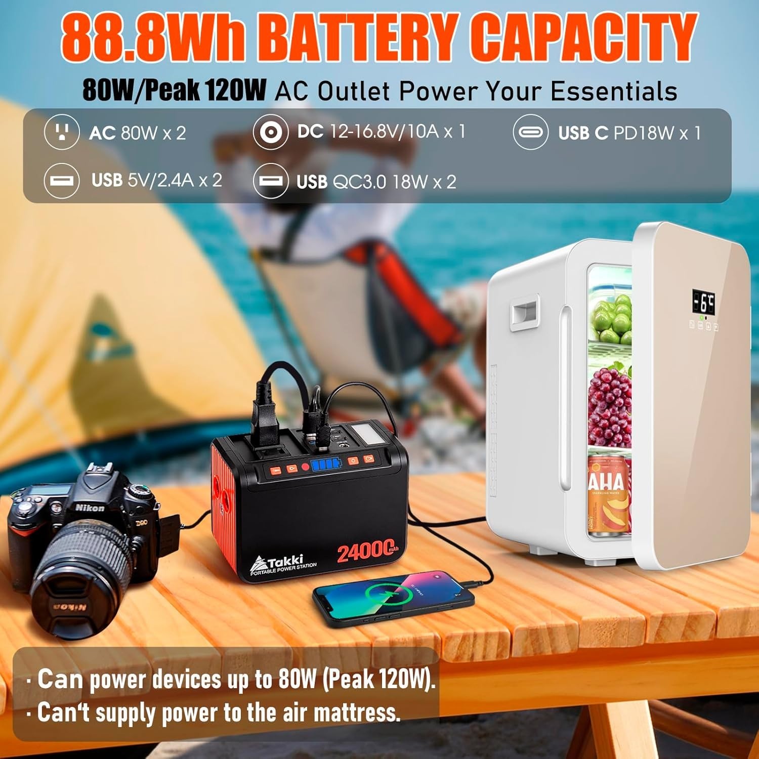 88.8Wh Solar Generator with LED Flashlight – Perfect for Outdoors & Emergencies