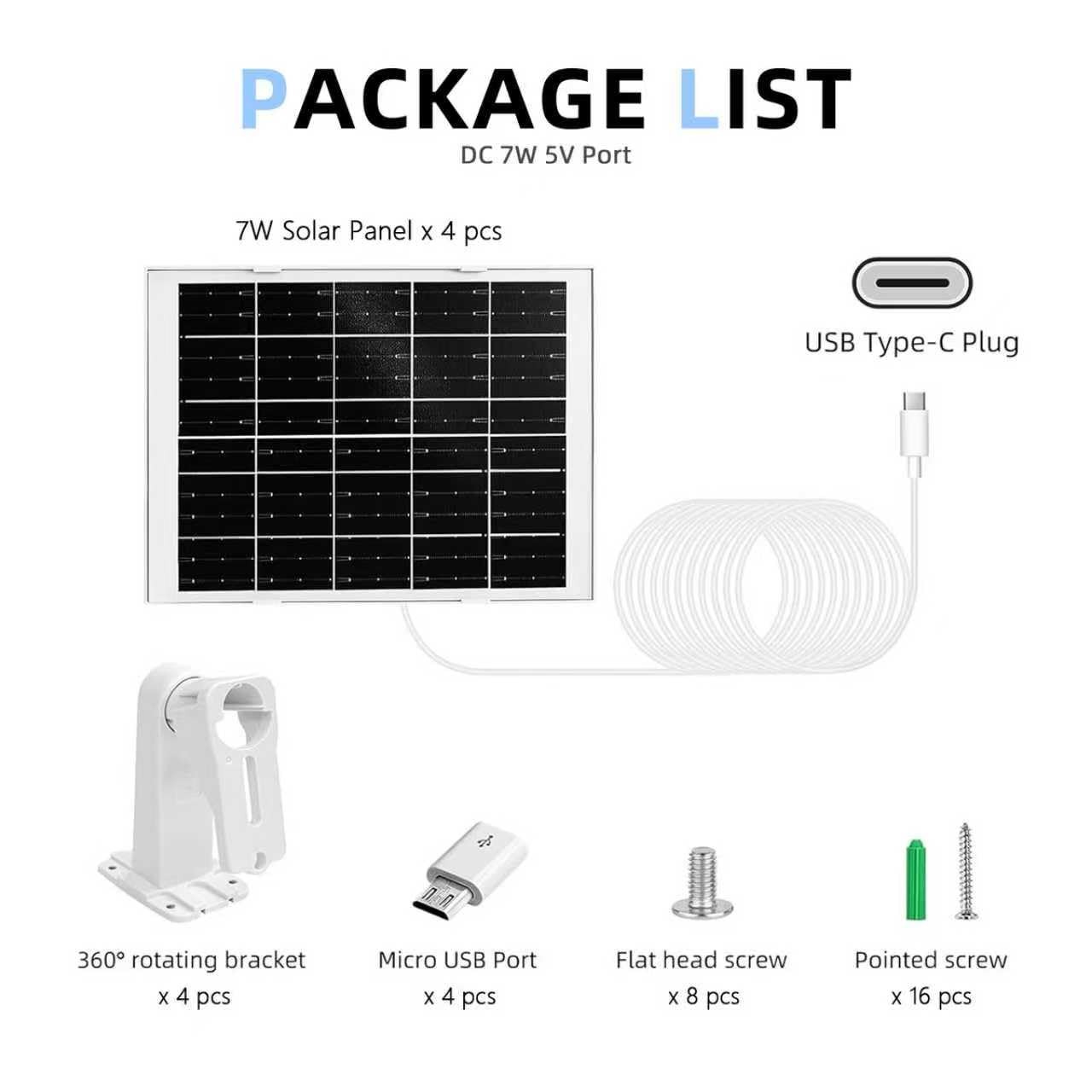 7W Solar Panel for Security Camera for eufy Security eufycam, Arlo pro Gen, 5…