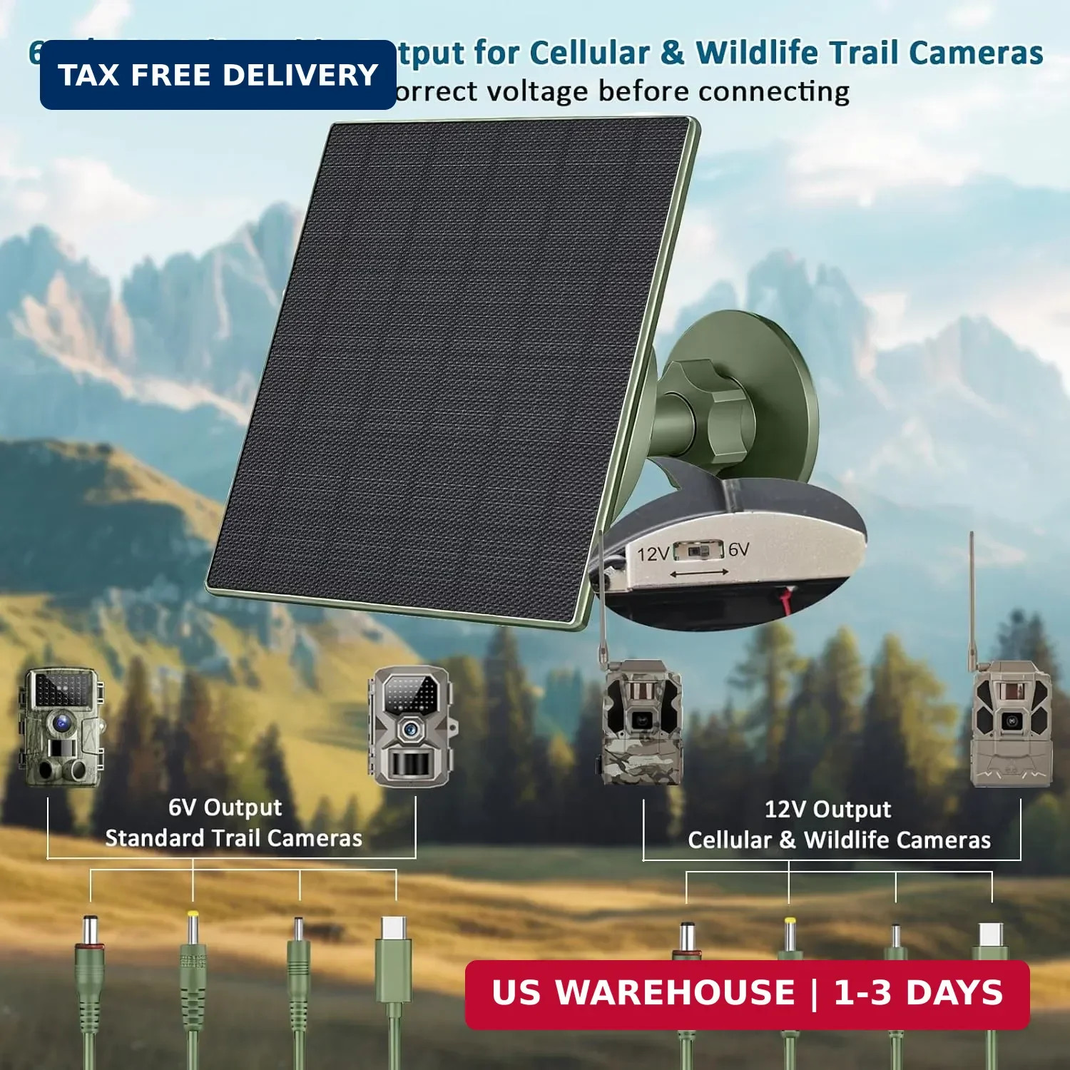 Zivif Solar Panel for Trail Camera, 5W Solar Charger Built-in 5200mAh Rechargeab